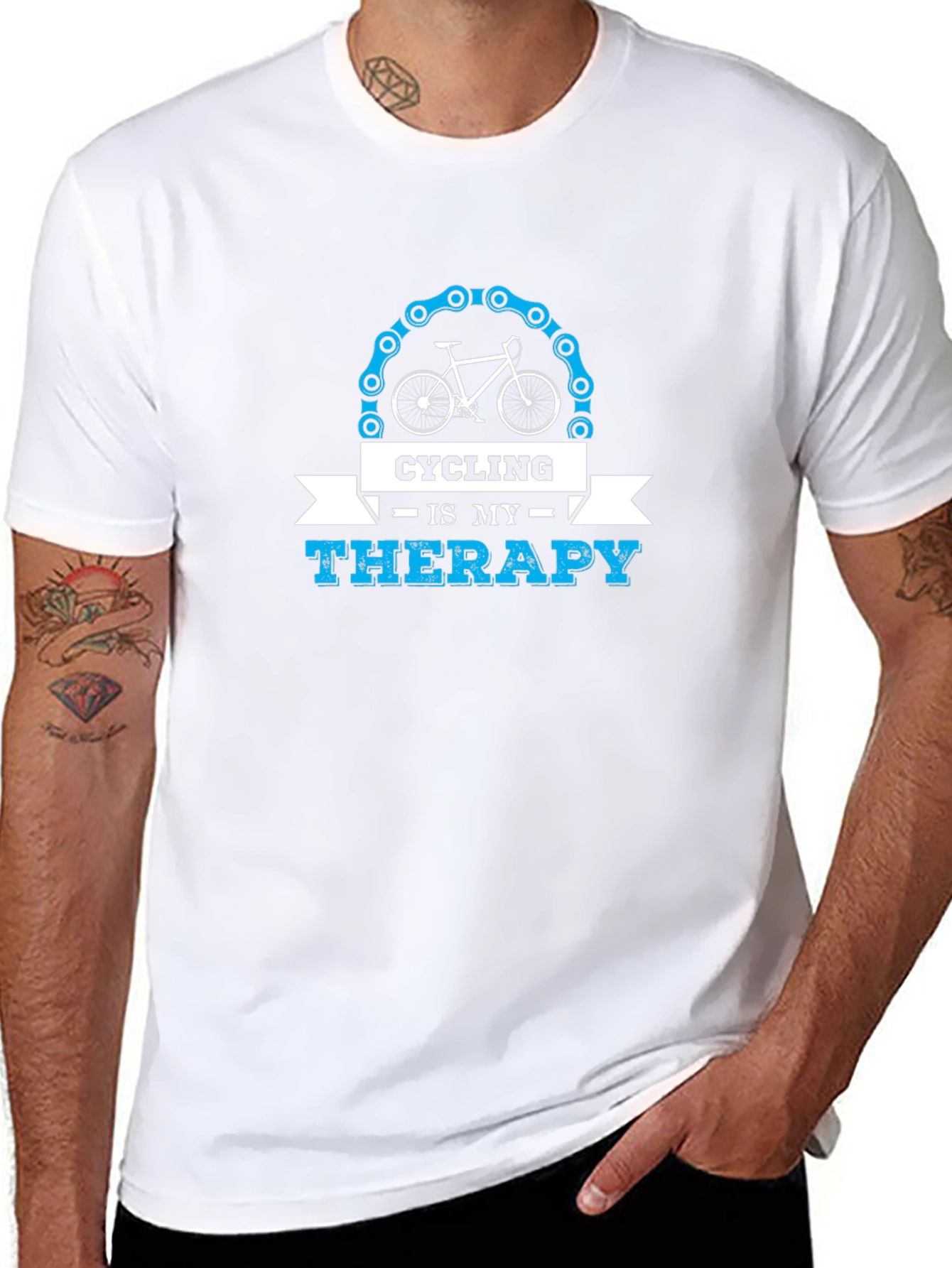Cycling is My Therapy Black T-Shirt