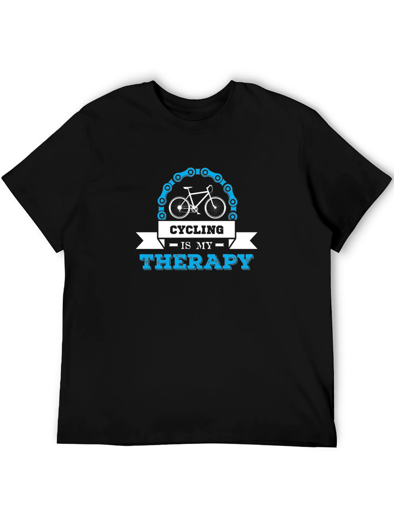 Cycling is My Therapy Black T-Shirt