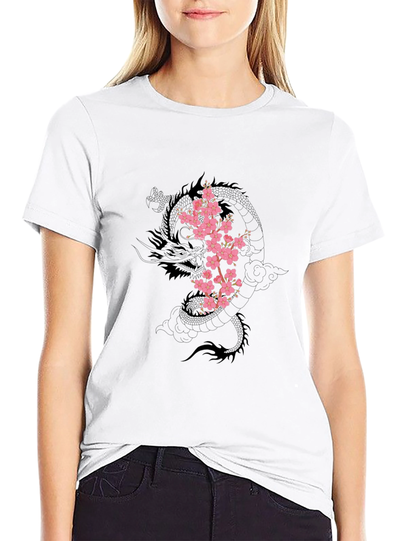 Dragon & Cherry Blossom Black T-Shirt