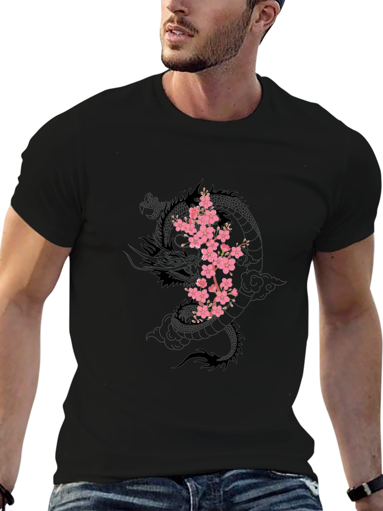 Dragon & Cherry Blossom Black T-Shirt
