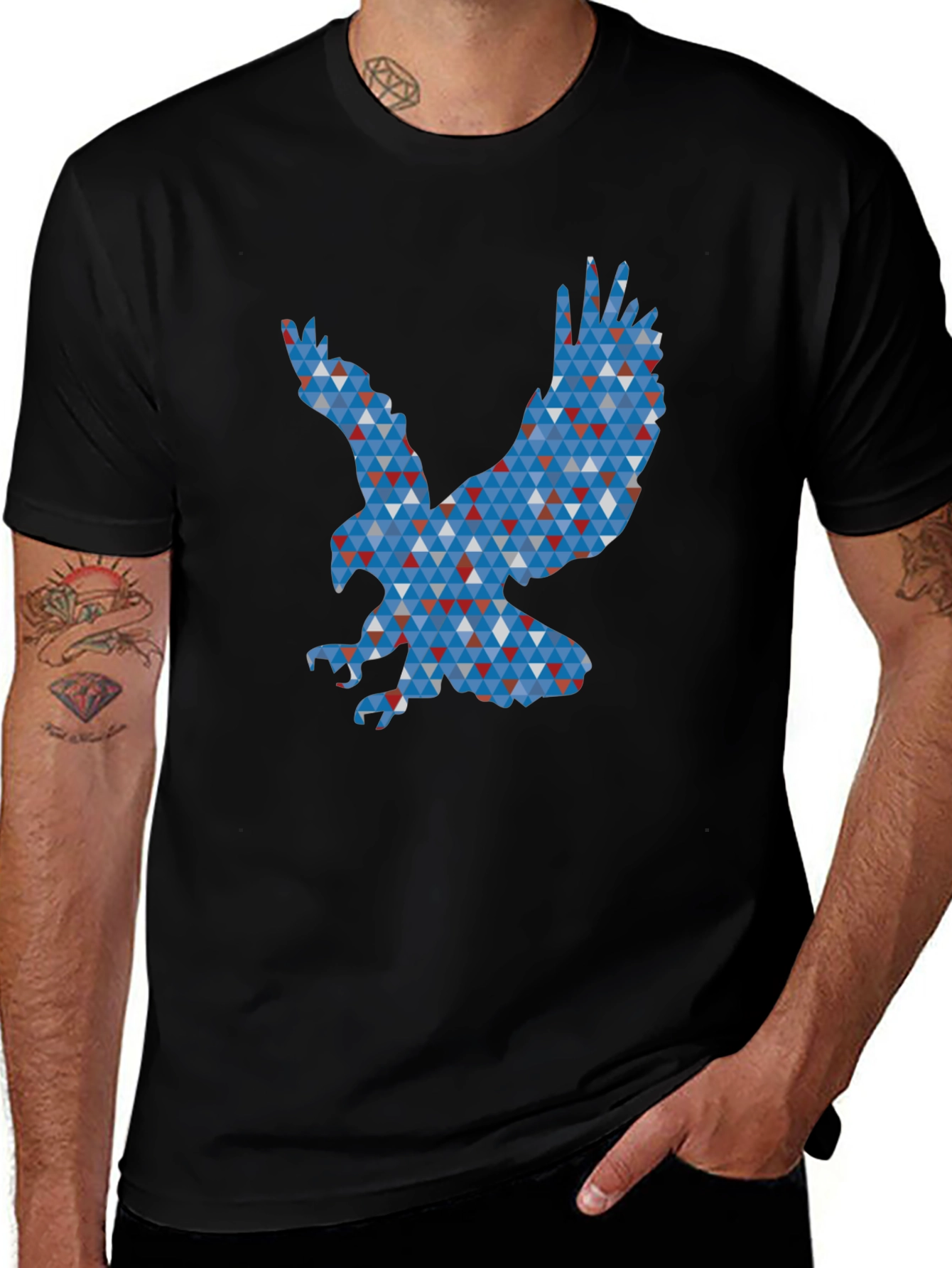 Geometric Eagle Graphic Print T-Shirt