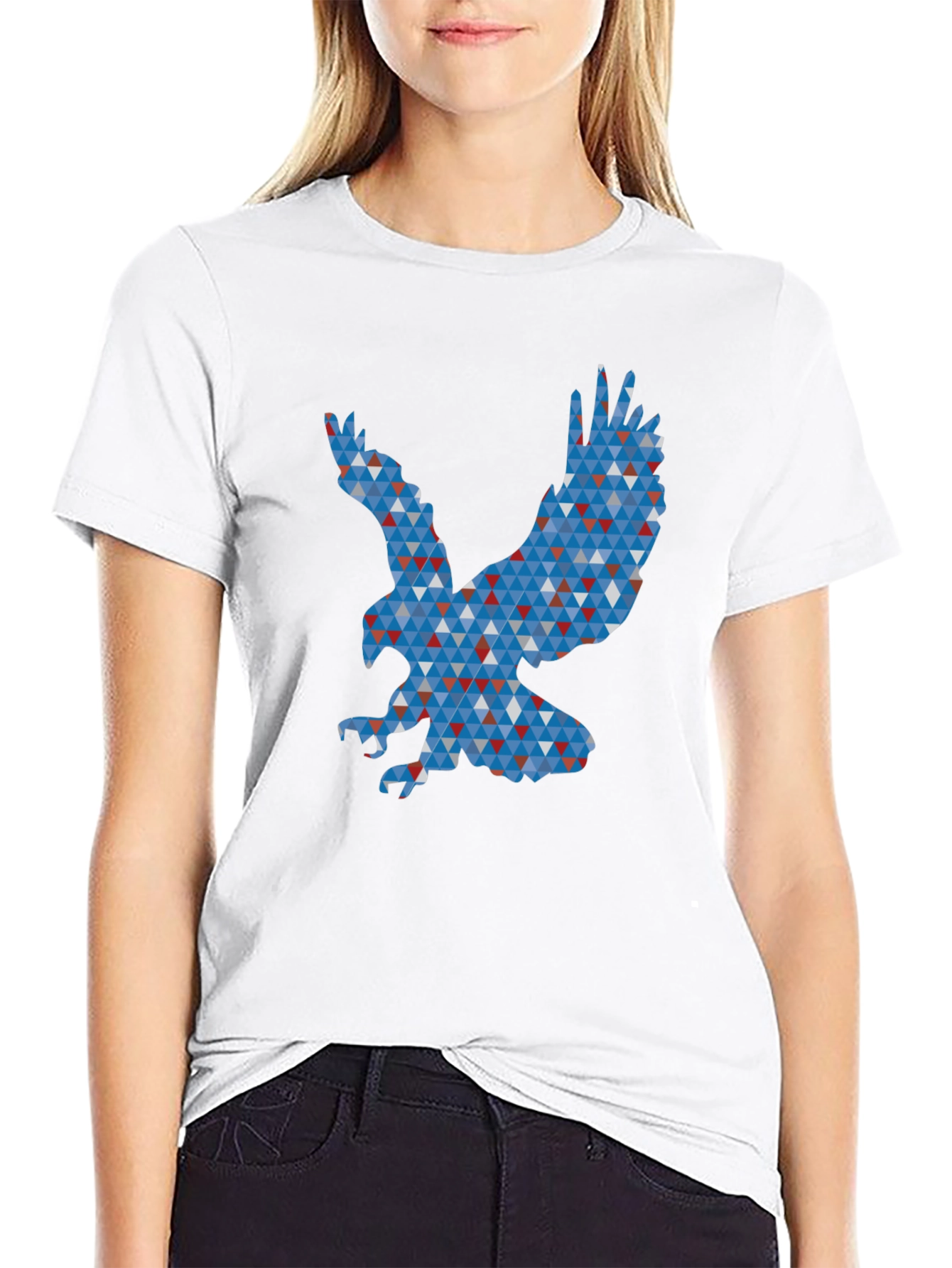 Geometric Eagle Graphic Print T-Shirt