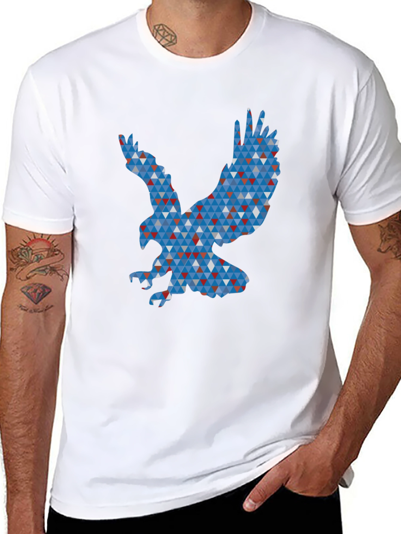 Geometric Eagle Graphic Print T-Shirt