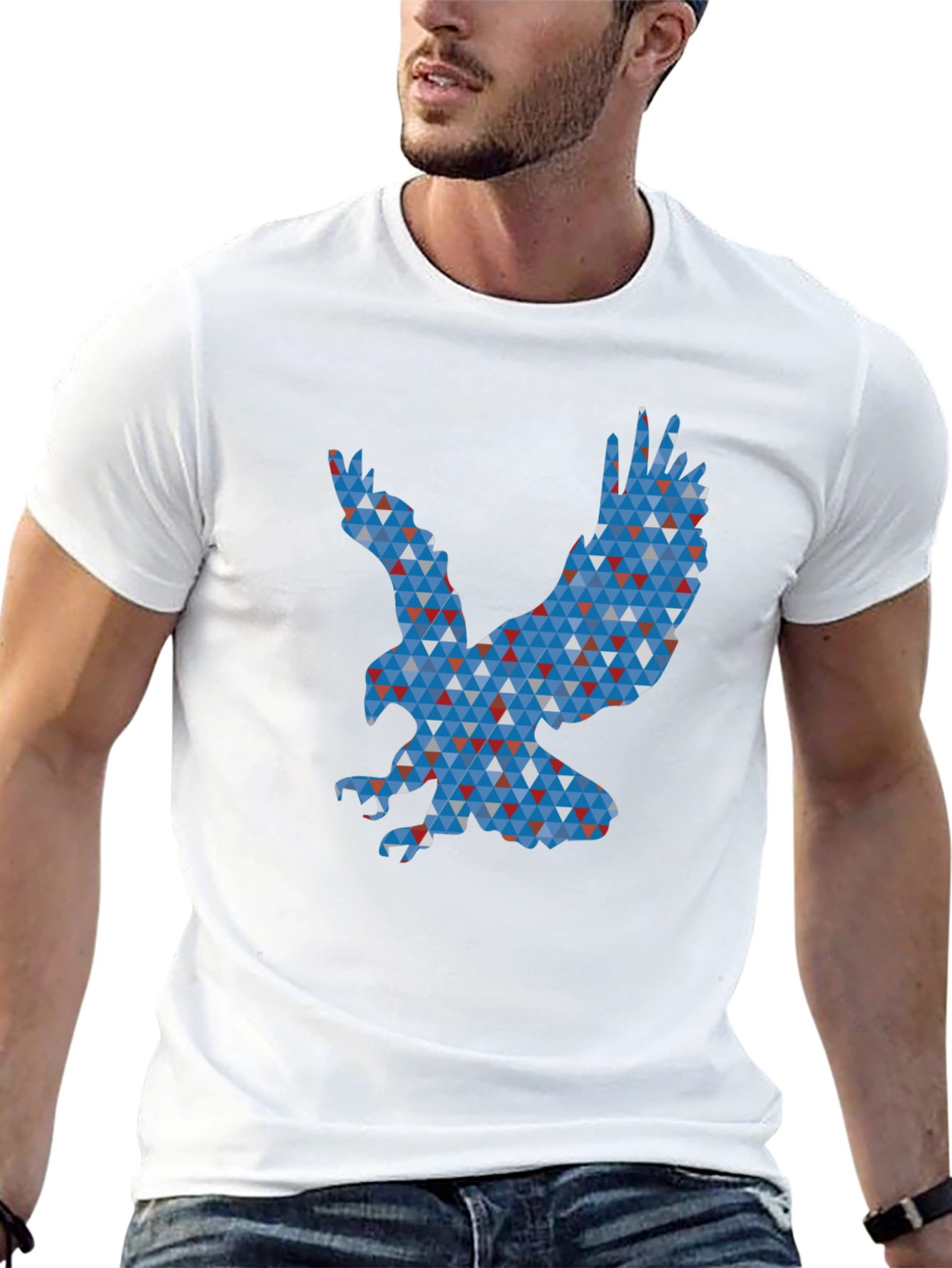 Geometric Eagle Graphic Print T-Shirt