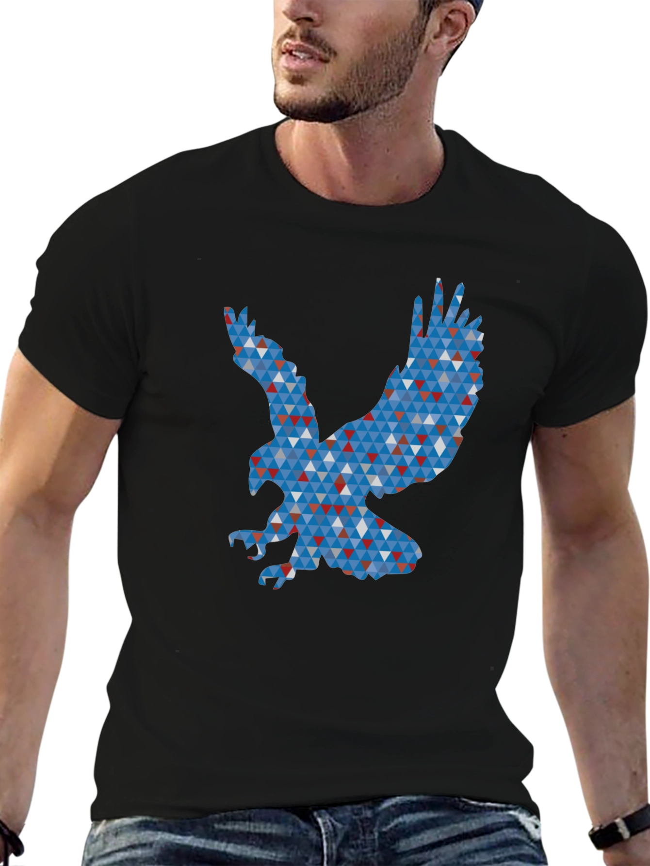 Geometric Eagle Graphic Print T-Shirt