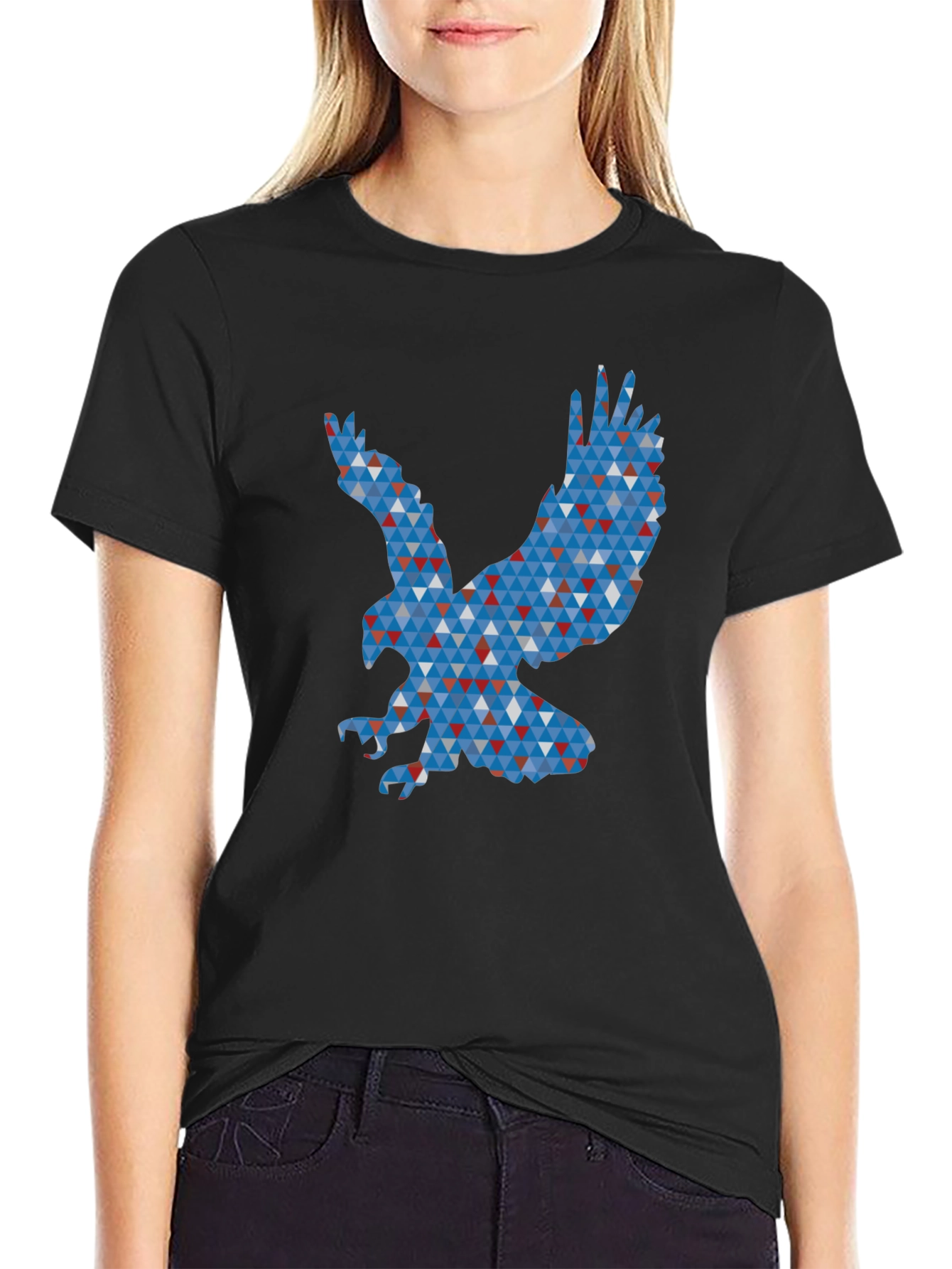 Geometric Eagle Graphic Print T-Shirt