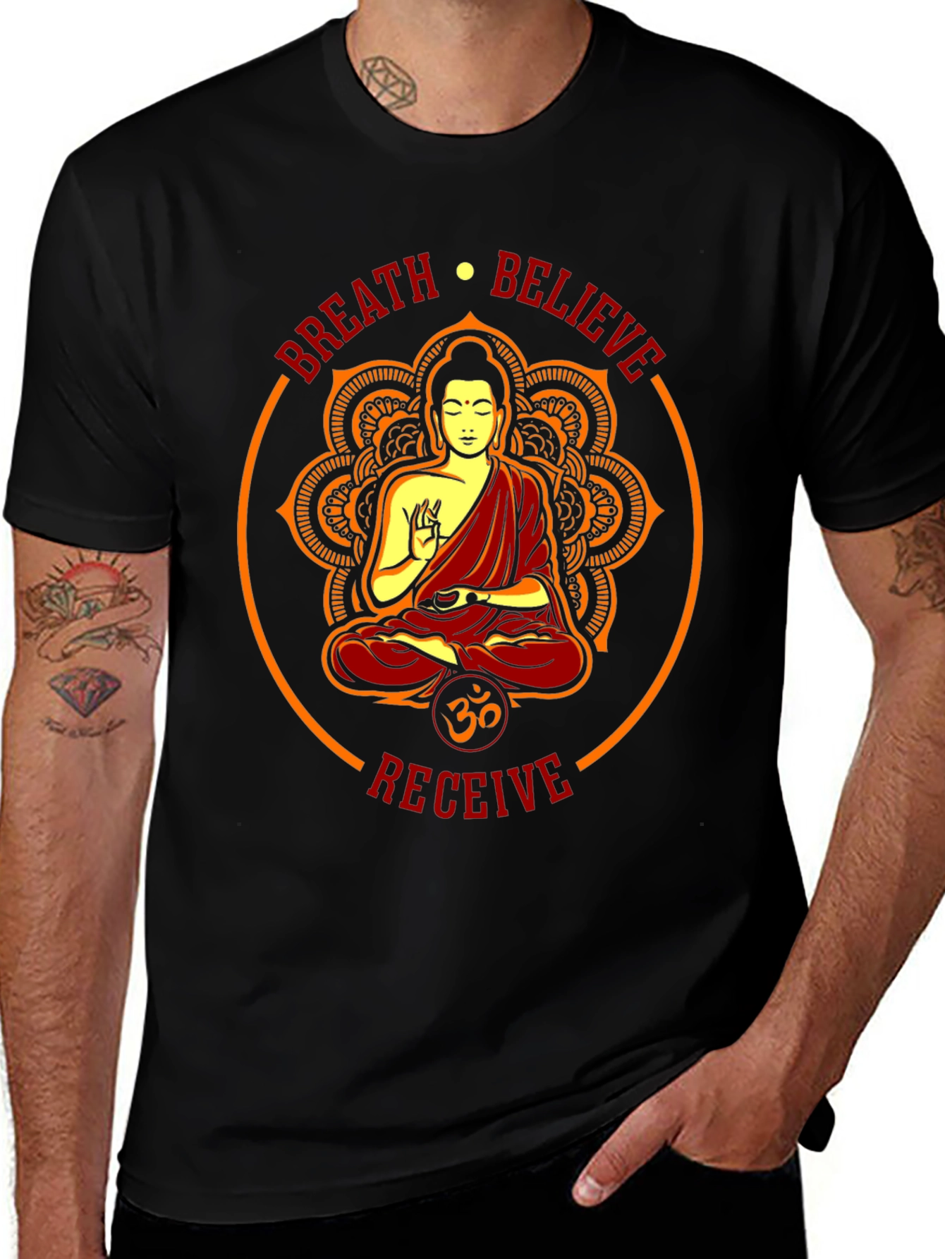Breath Believe Receive Buddha Graphic Tee