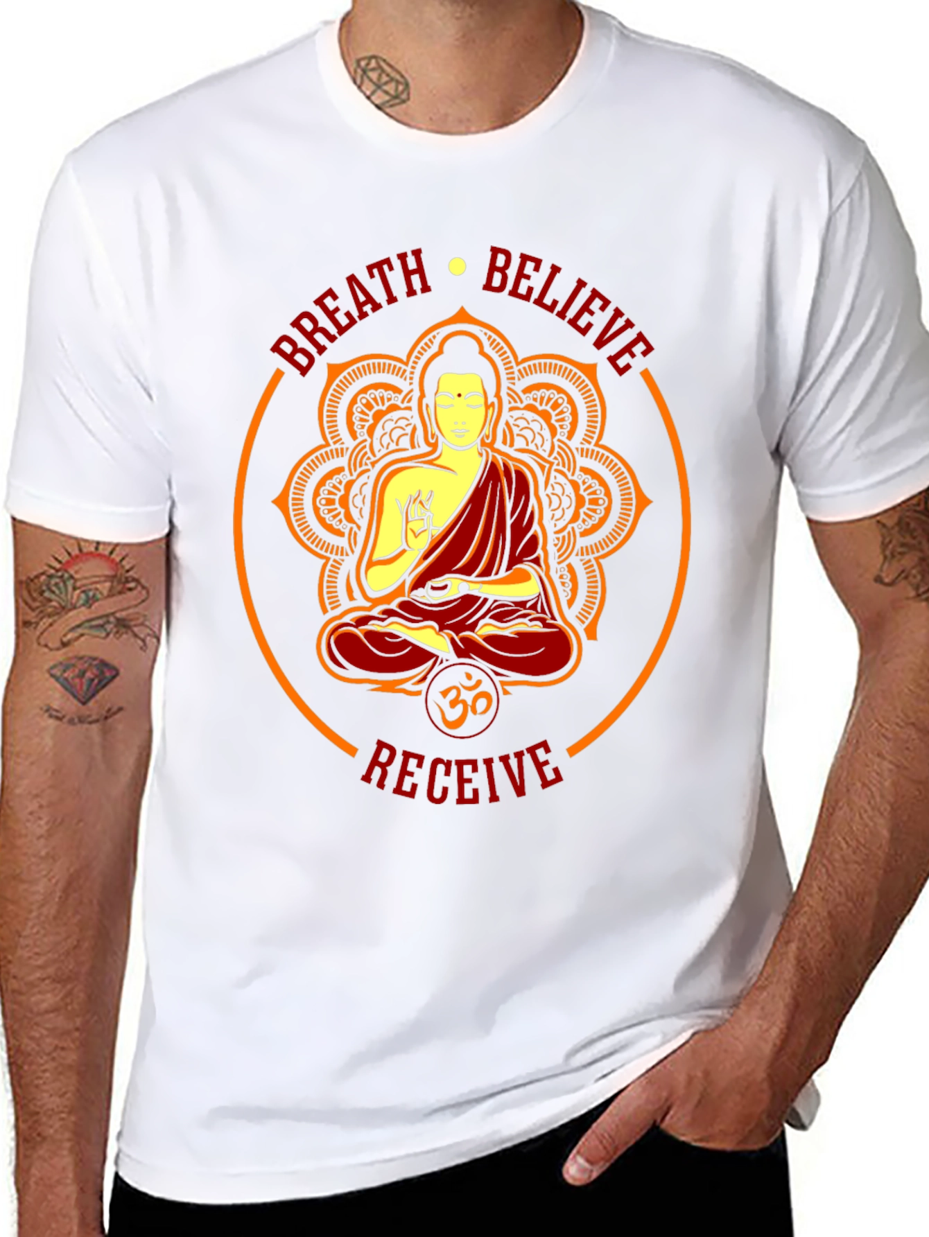 Breath Believe Receive Buddha Graphic Tee