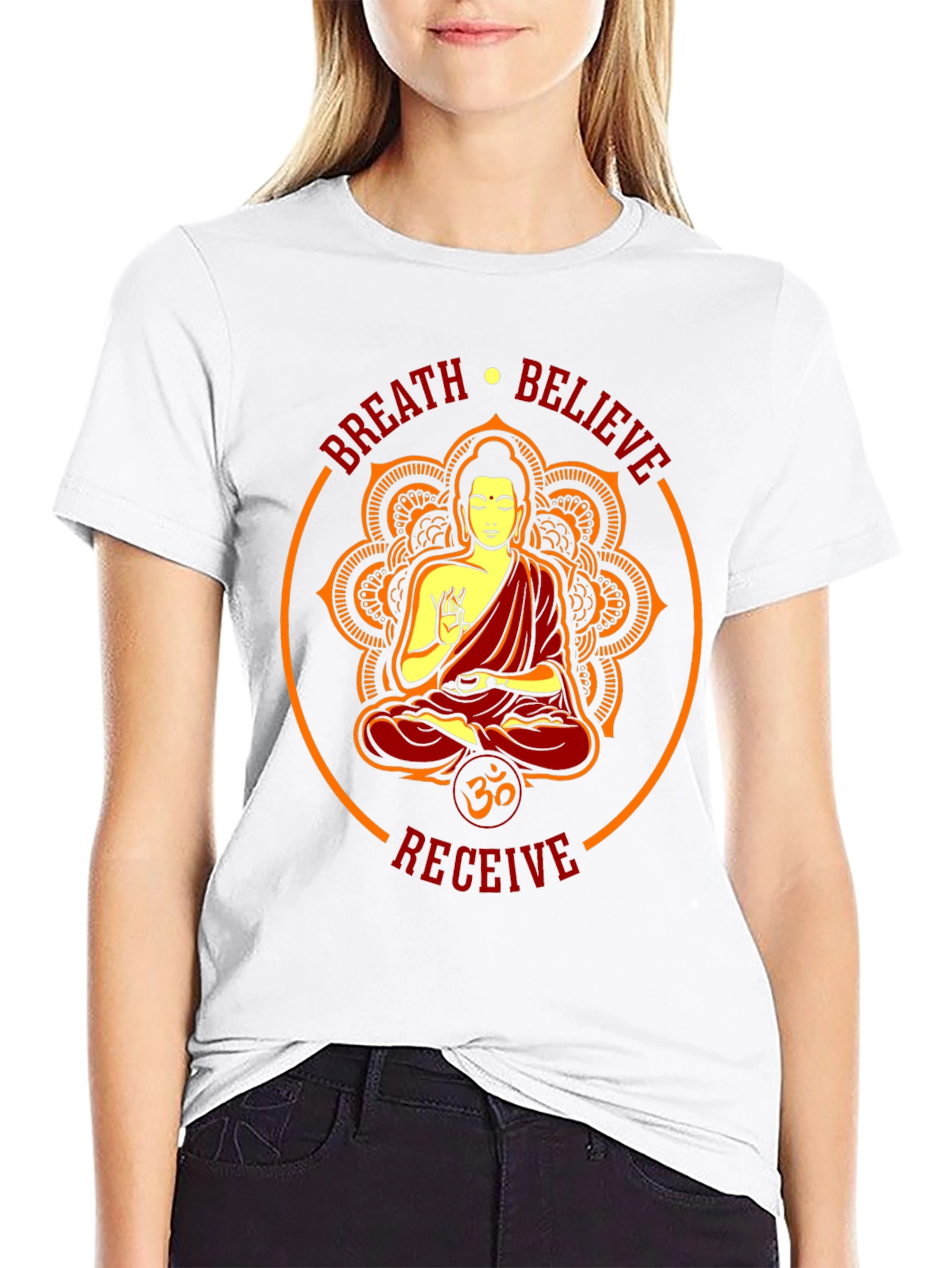Breath Believe Receive Buddha Graphic Tee