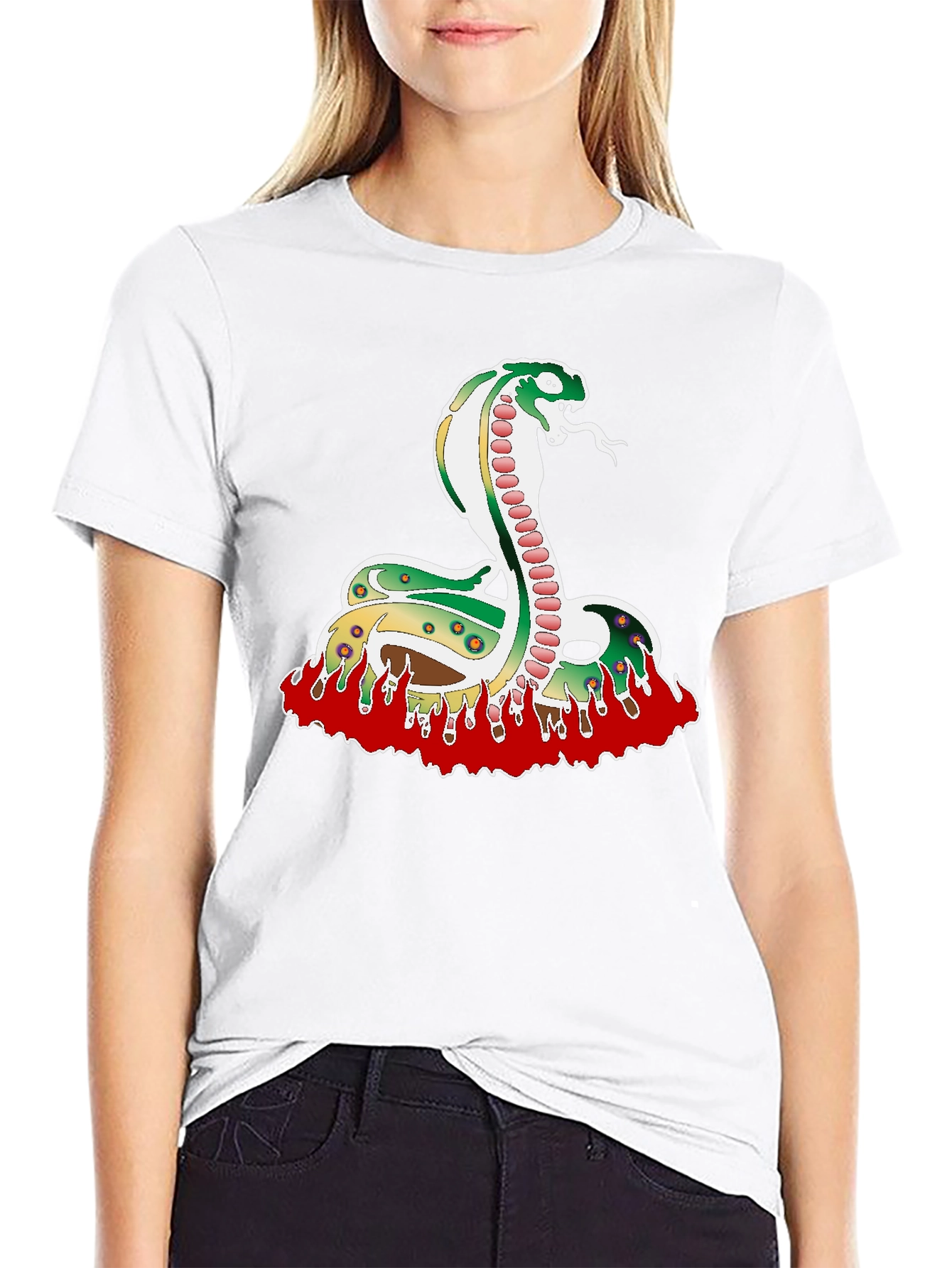 Snake on Fire Graphic Tee - Black Unisex T-Shirt
