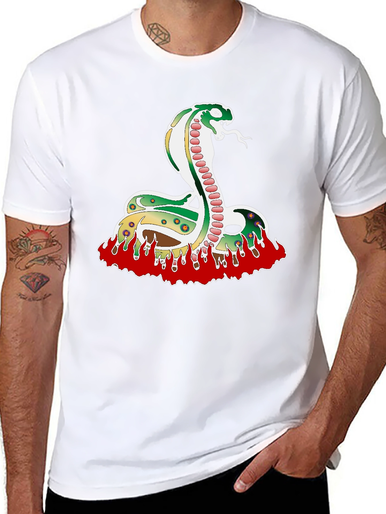 Snake on Fire Graphic Tee - Black Unisex T-Shirt