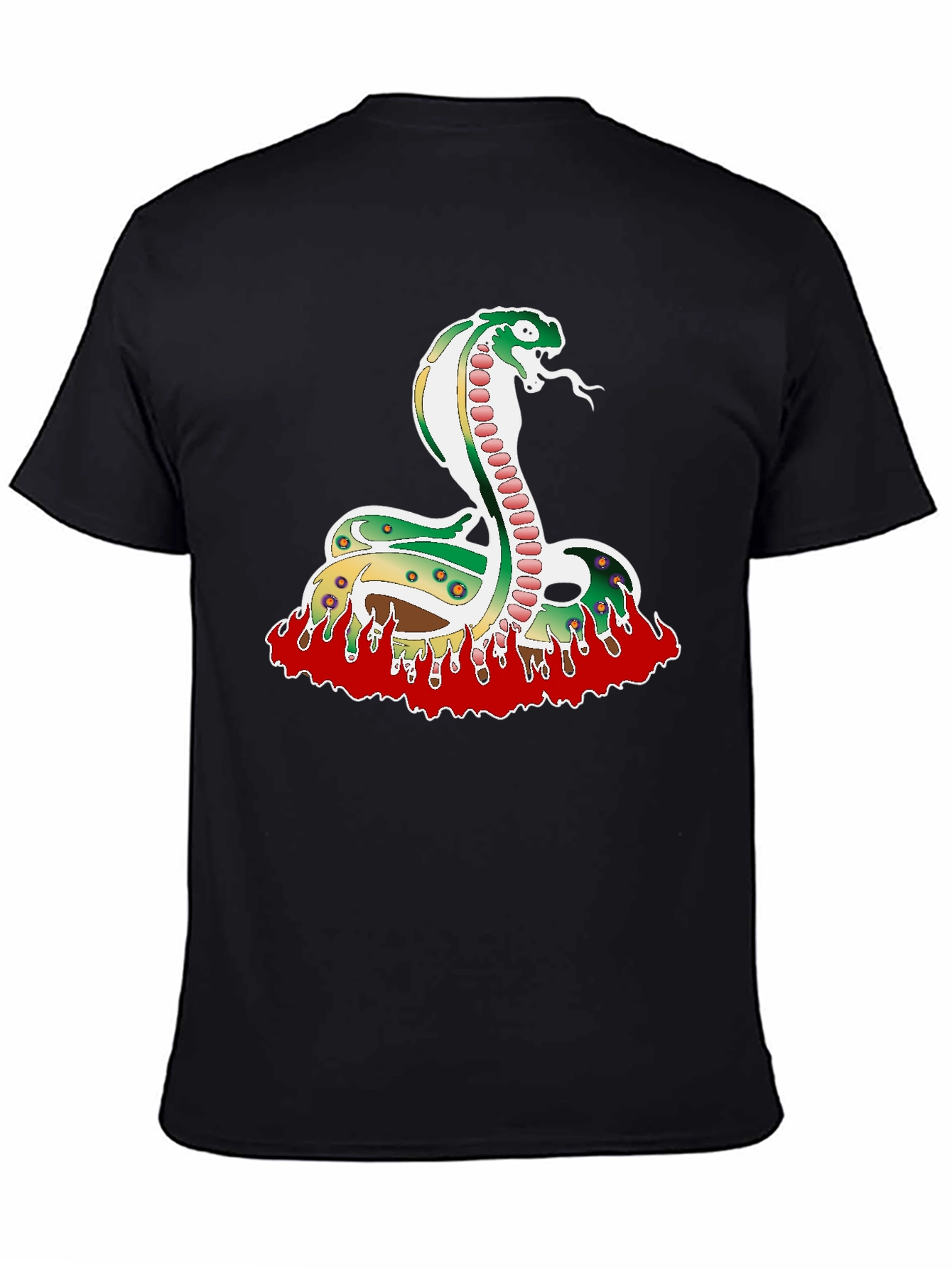 Snake on Fire Graphic Tee - Black Unisex T-Shirt