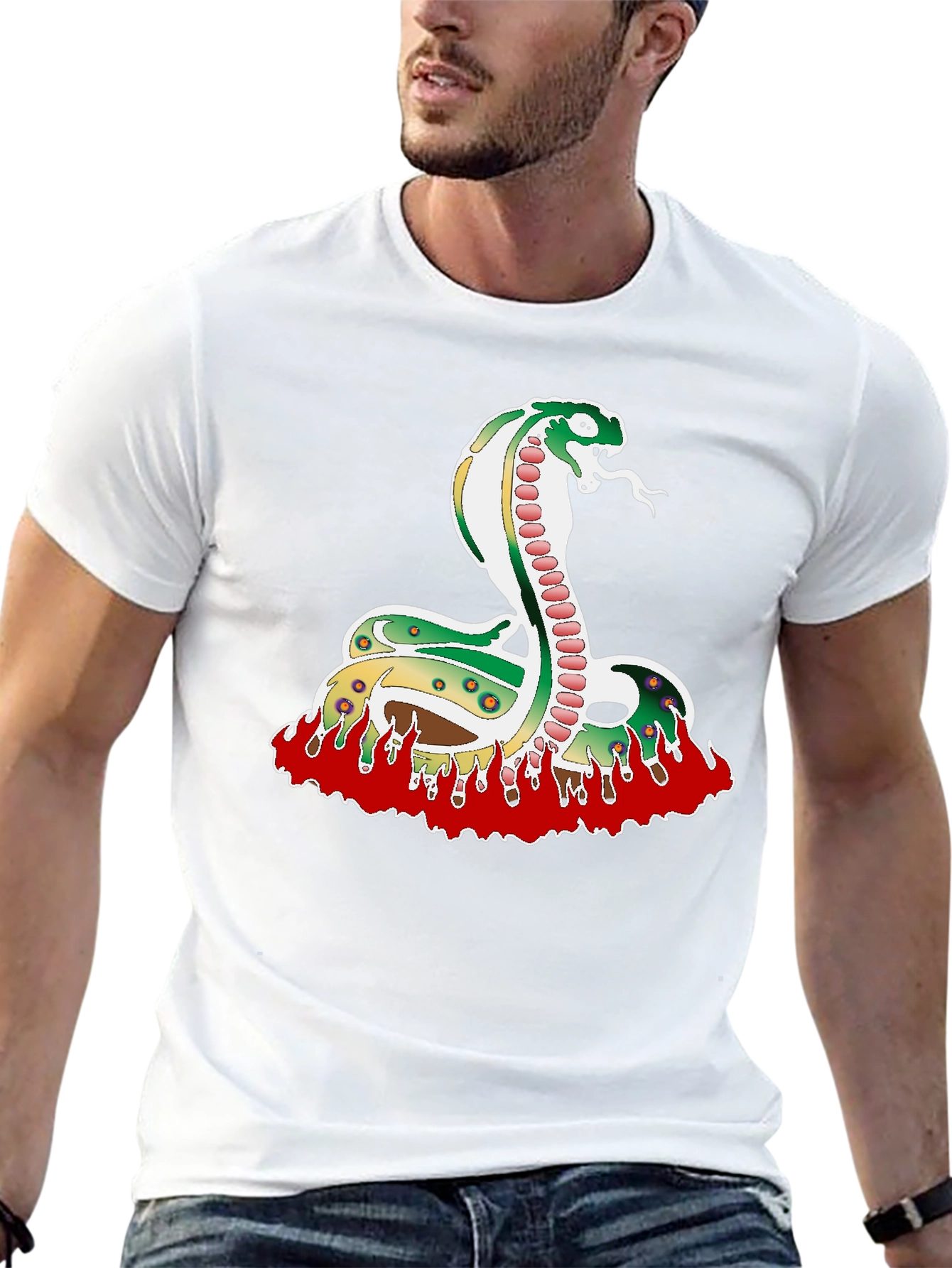 Snake on Fire Graphic Tee - Black Unisex T-Shirt