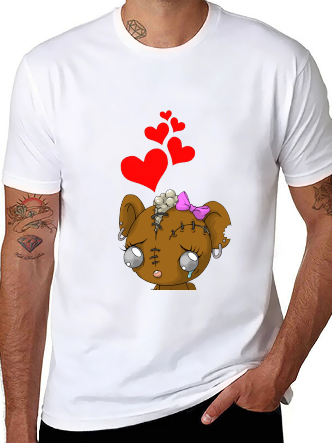 Sad Zombie Bear Heart T-Shirt
