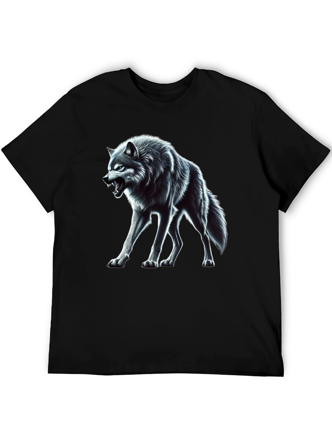 Wolf Graphic Black T-Shirt - Fierce Animal Design