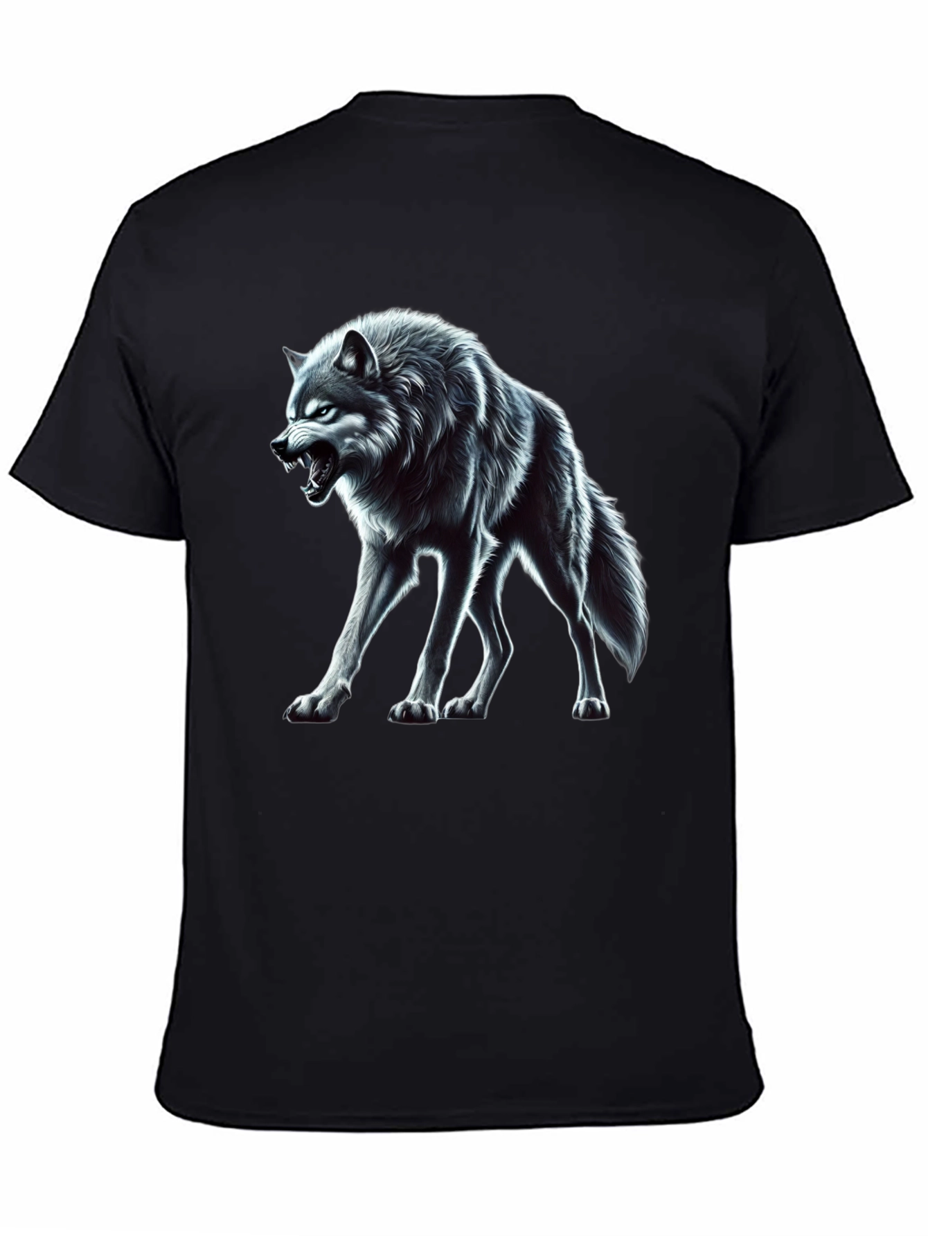Wolf Graphic Black T-Shirt - Fierce Animal Design