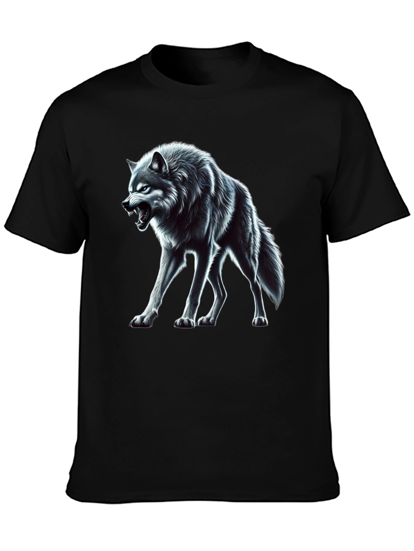 Wolf Graphic Black T-Shirt - Fierce Animal Design