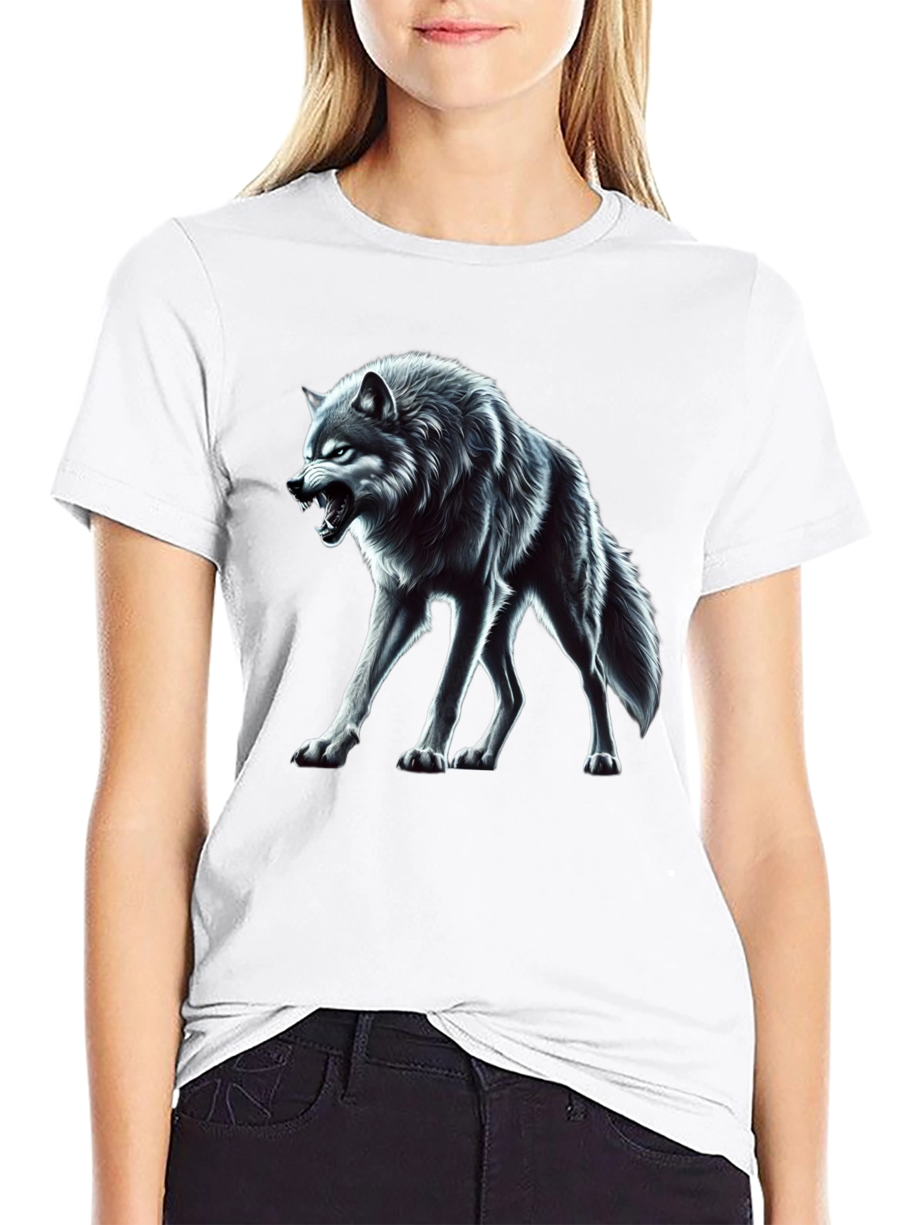 Wolf Graphic Black T-Shirt - Fierce Animal Design