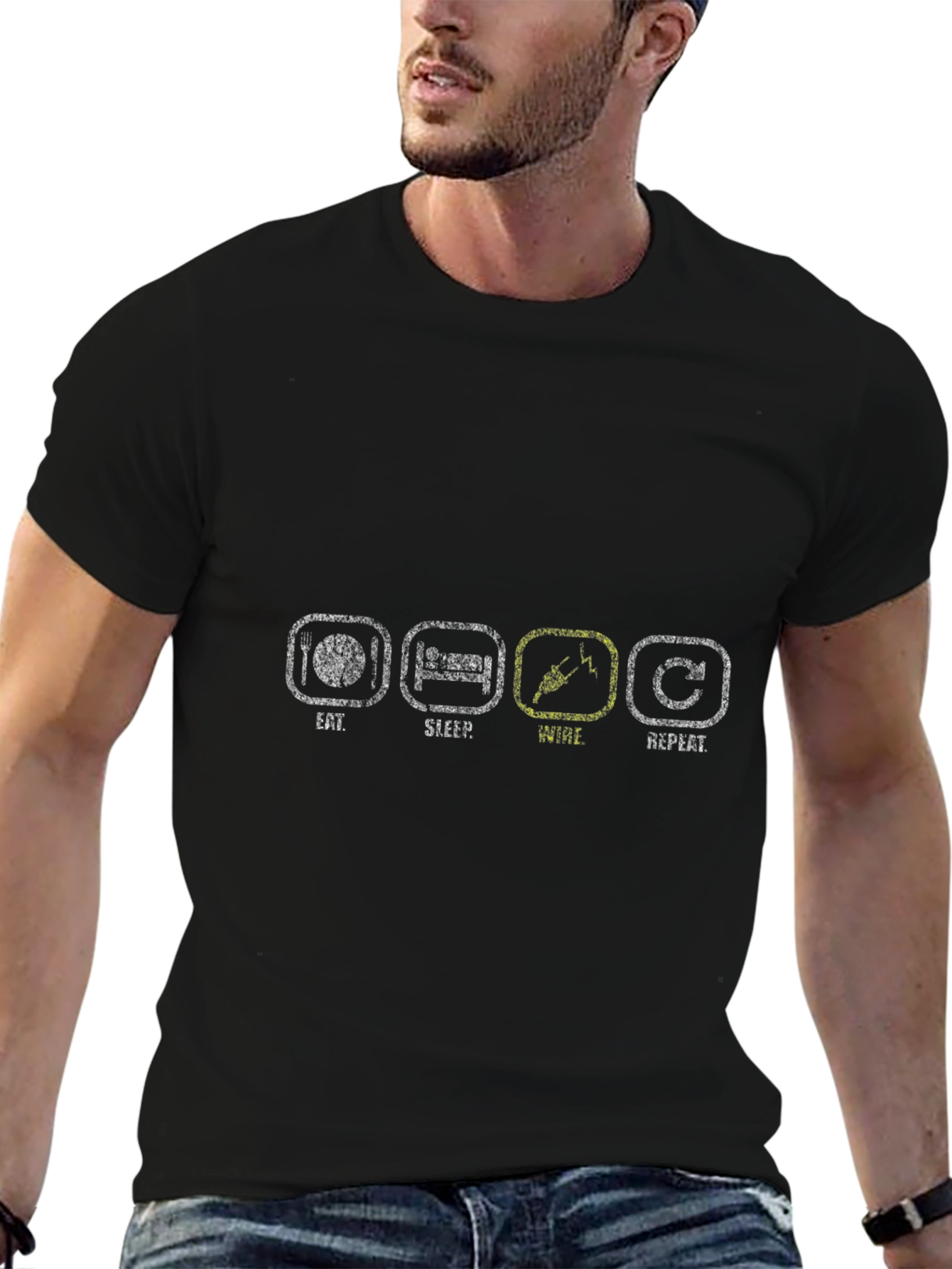 Eat Sleep Wire Repeat T-Shirt - Electrician Humor