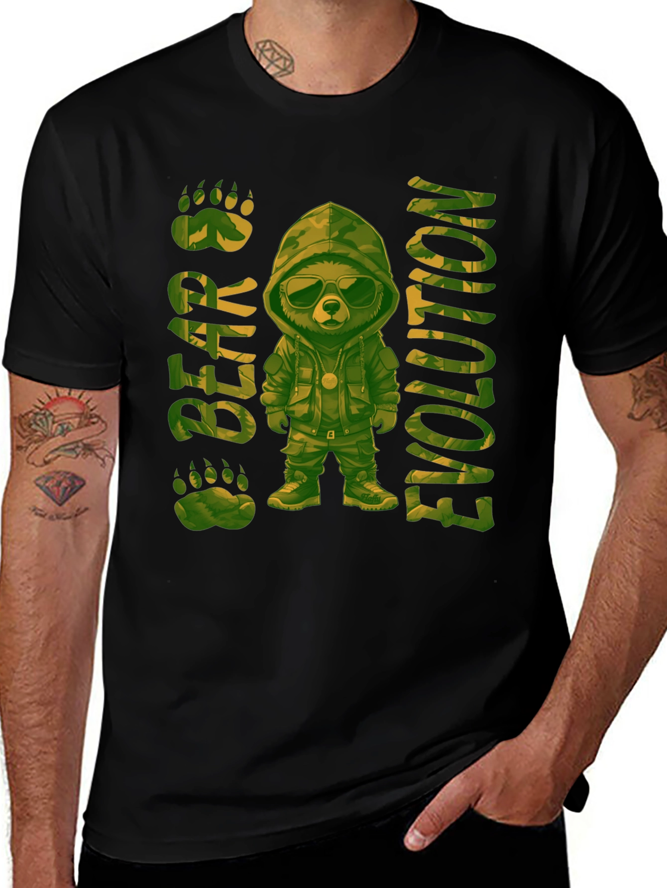 Bear Evolution Camo Graphic T-Shirt