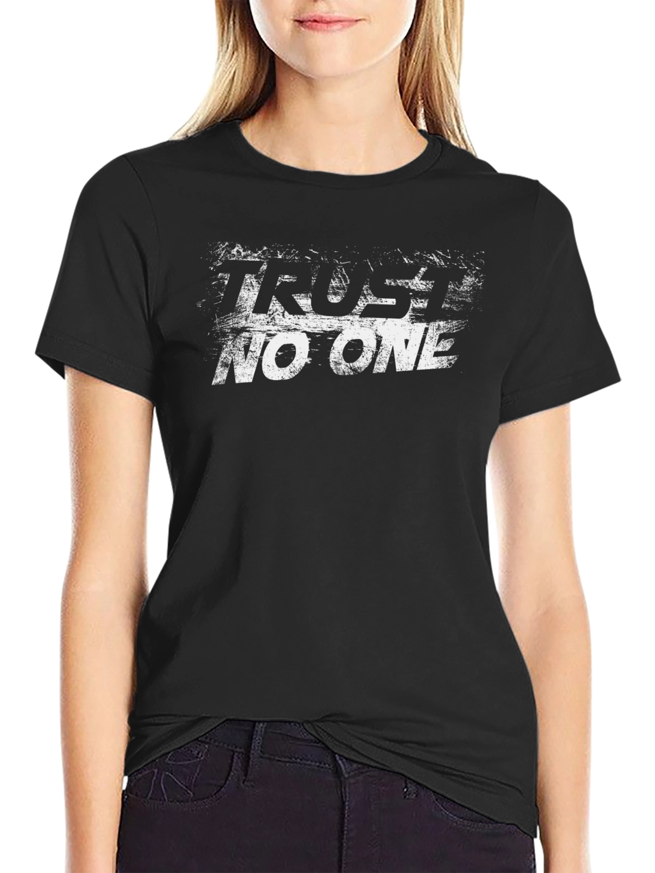 Trust No One Graphic T-Shirt - Black Cotton Tee