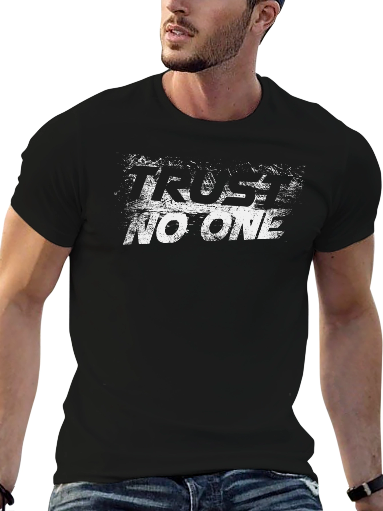 Trust No One Graphic T-Shirt - Black Cotton Tee