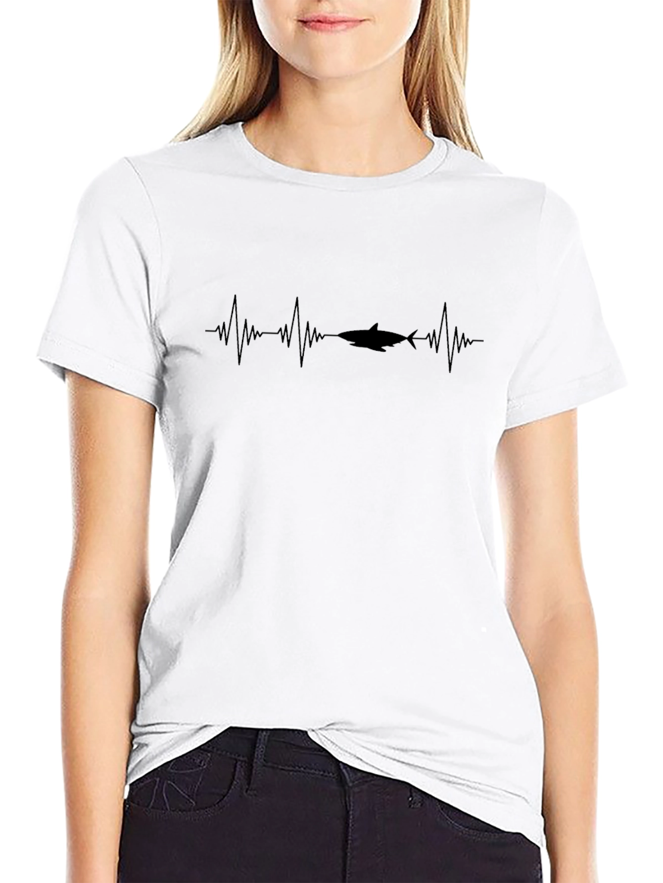 Shark Heartbeat Graphic T-Shirt - Mens Black Tee