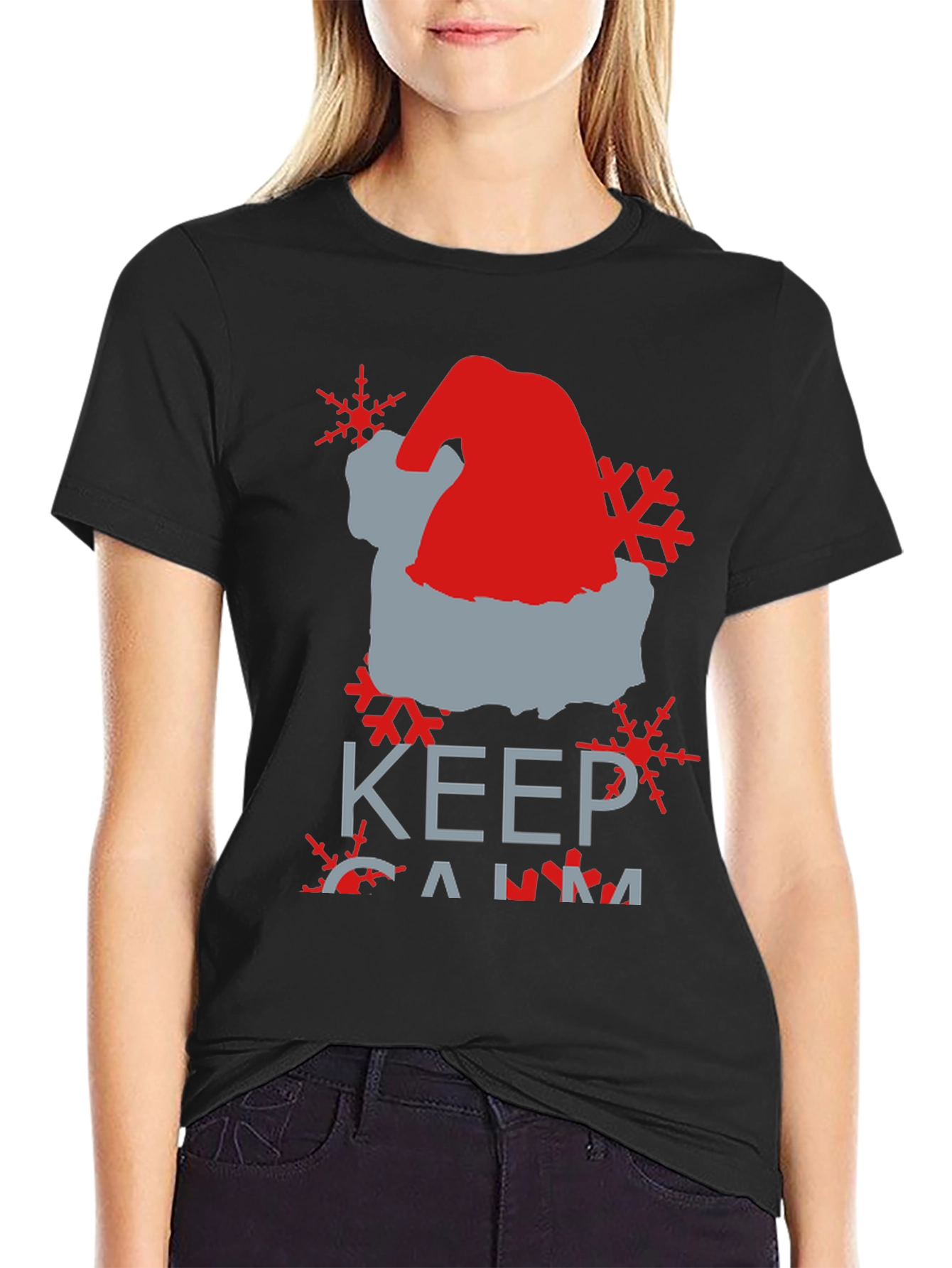 Keep Calm Santa Hat Graphic Tee
