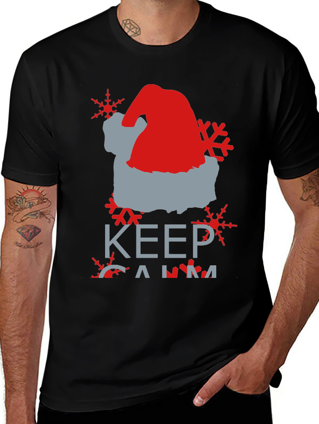 Keep Calm Santa Hat Graphic Tee