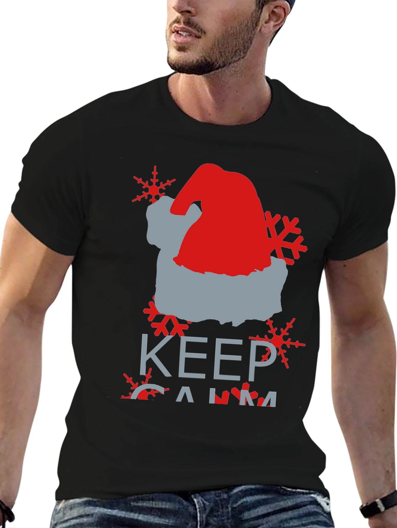 Keep Calm Santa Hat Graphic Tee