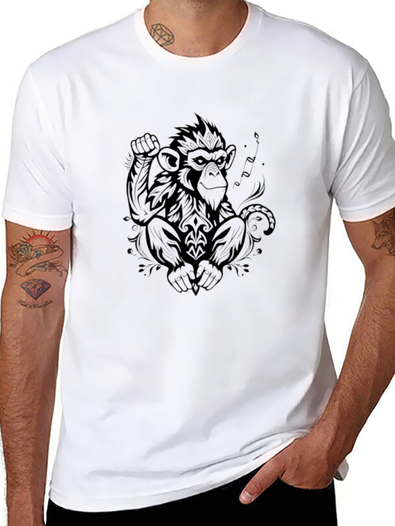 Cool Monkey Graphic Print Black T-Shirt