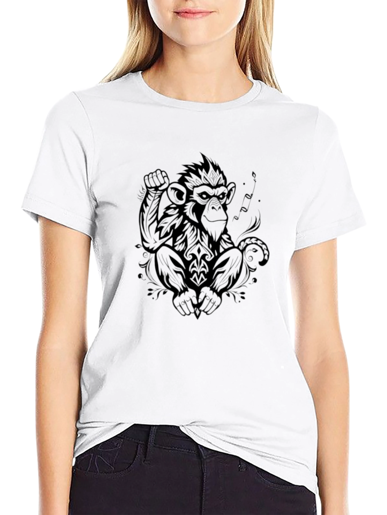 Cool Monkey Graphic Print Black T-Shirt
