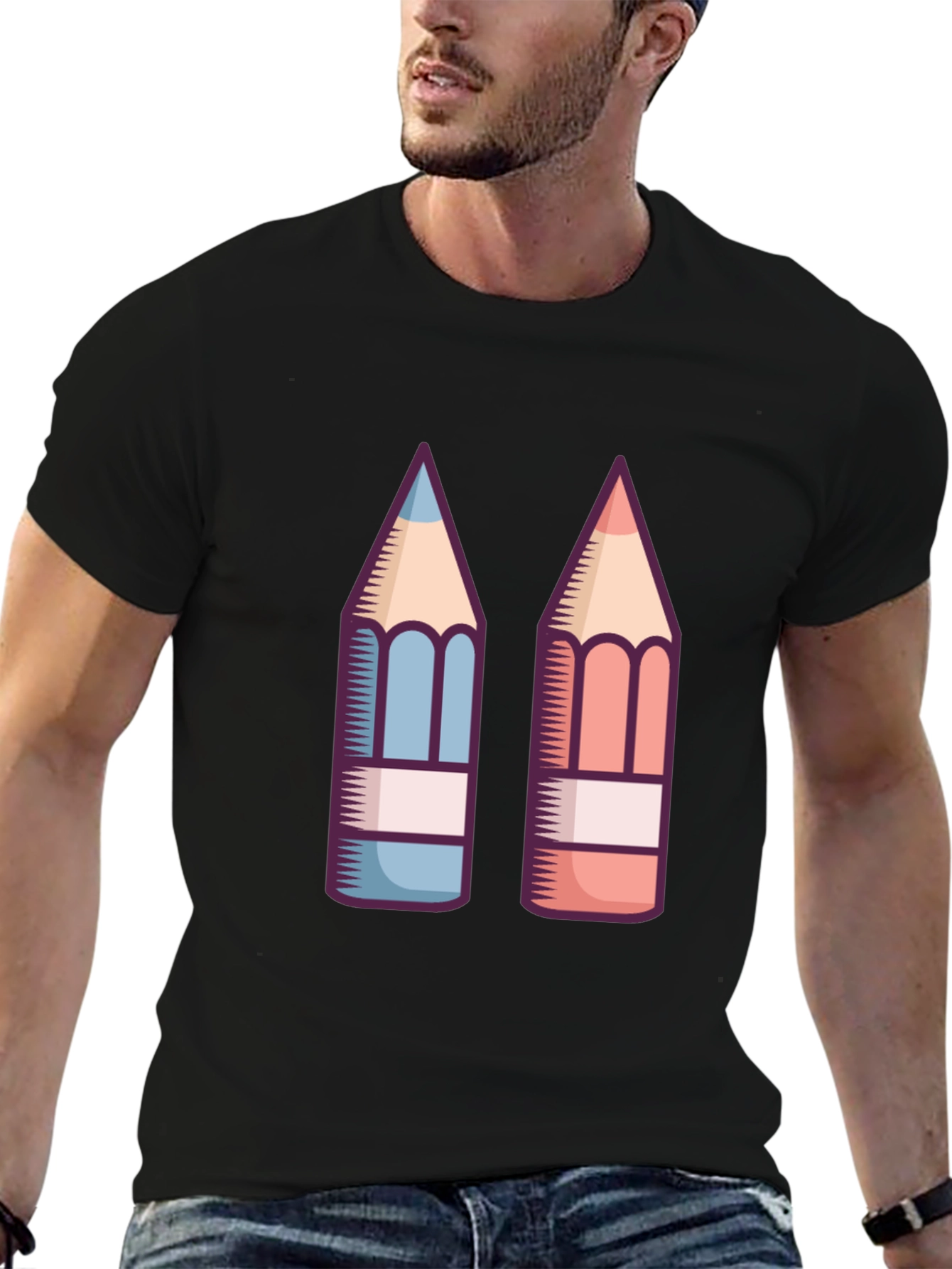 Pencil Graphic Black T-Shirt