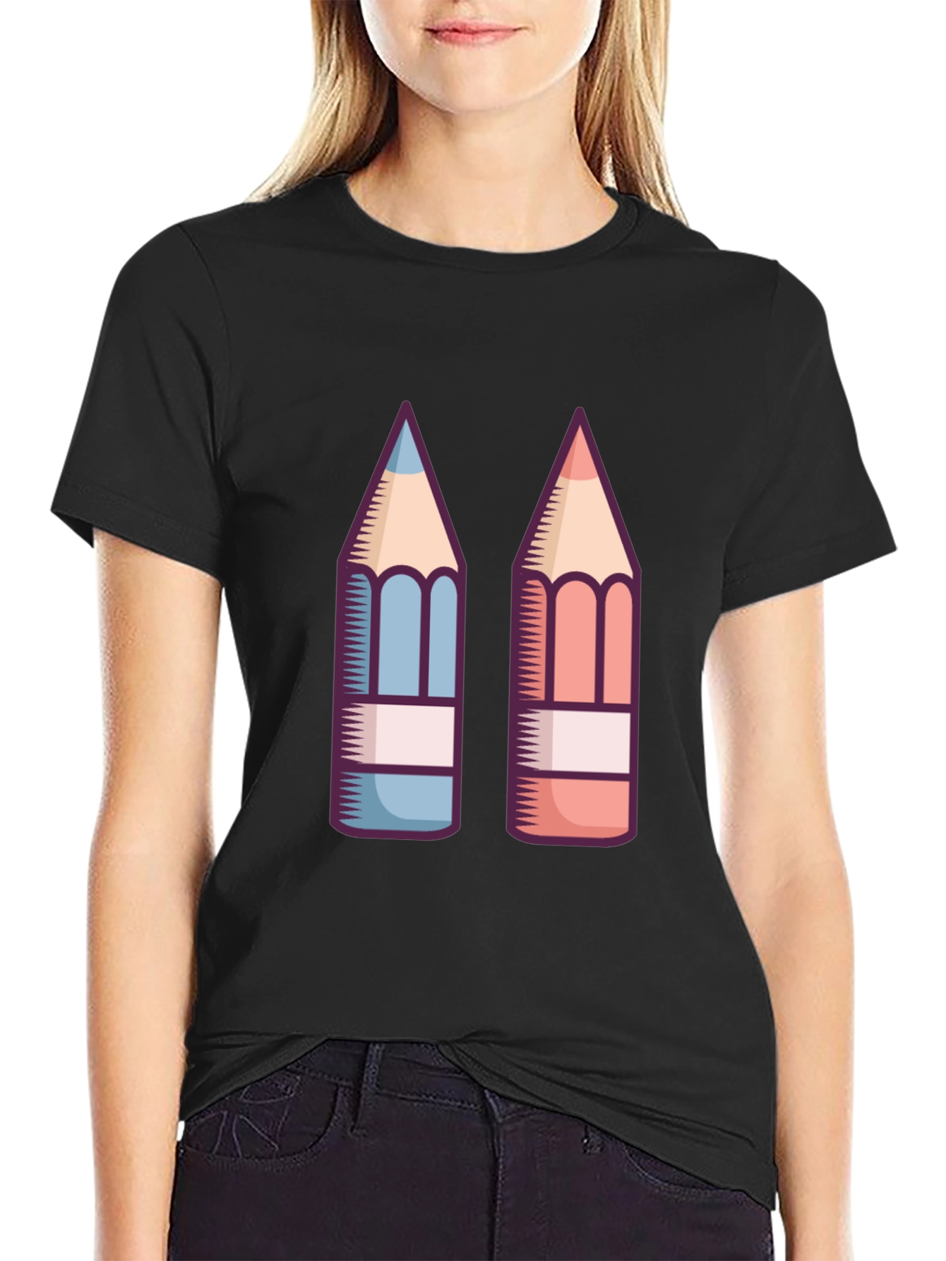 Pencil Graphic Black T-Shirt