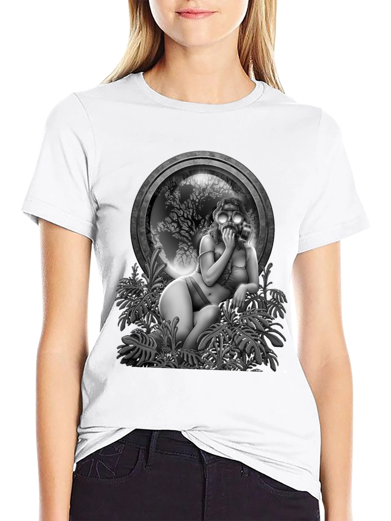 Steampunk Gas Mask Girl Graphic Tee