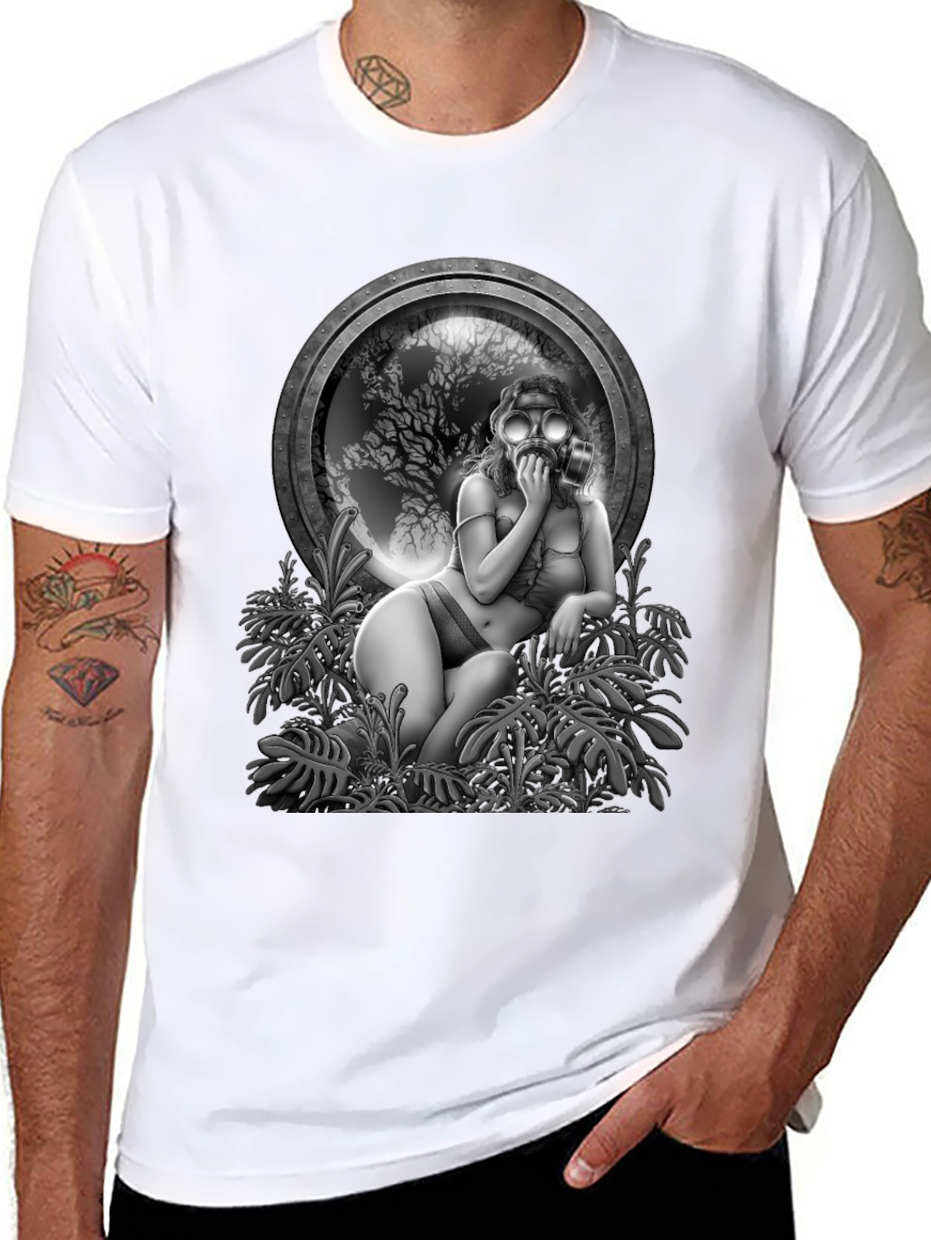Steampunk Gas Mask Girl Graphic Tee
