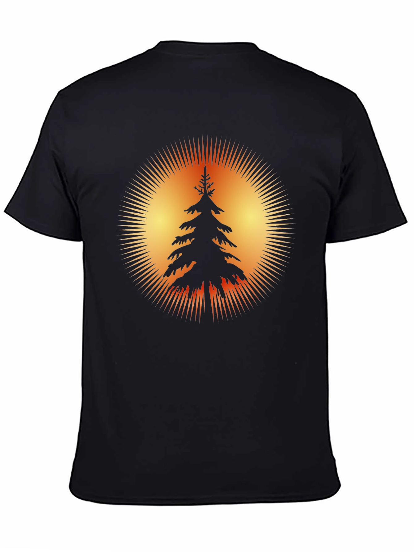 Nature Sunset Tree Graphic Black T-Shirt