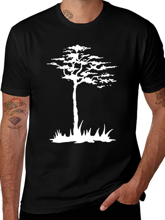 Nature Tree Graphic Tee - Black Cotton Blend