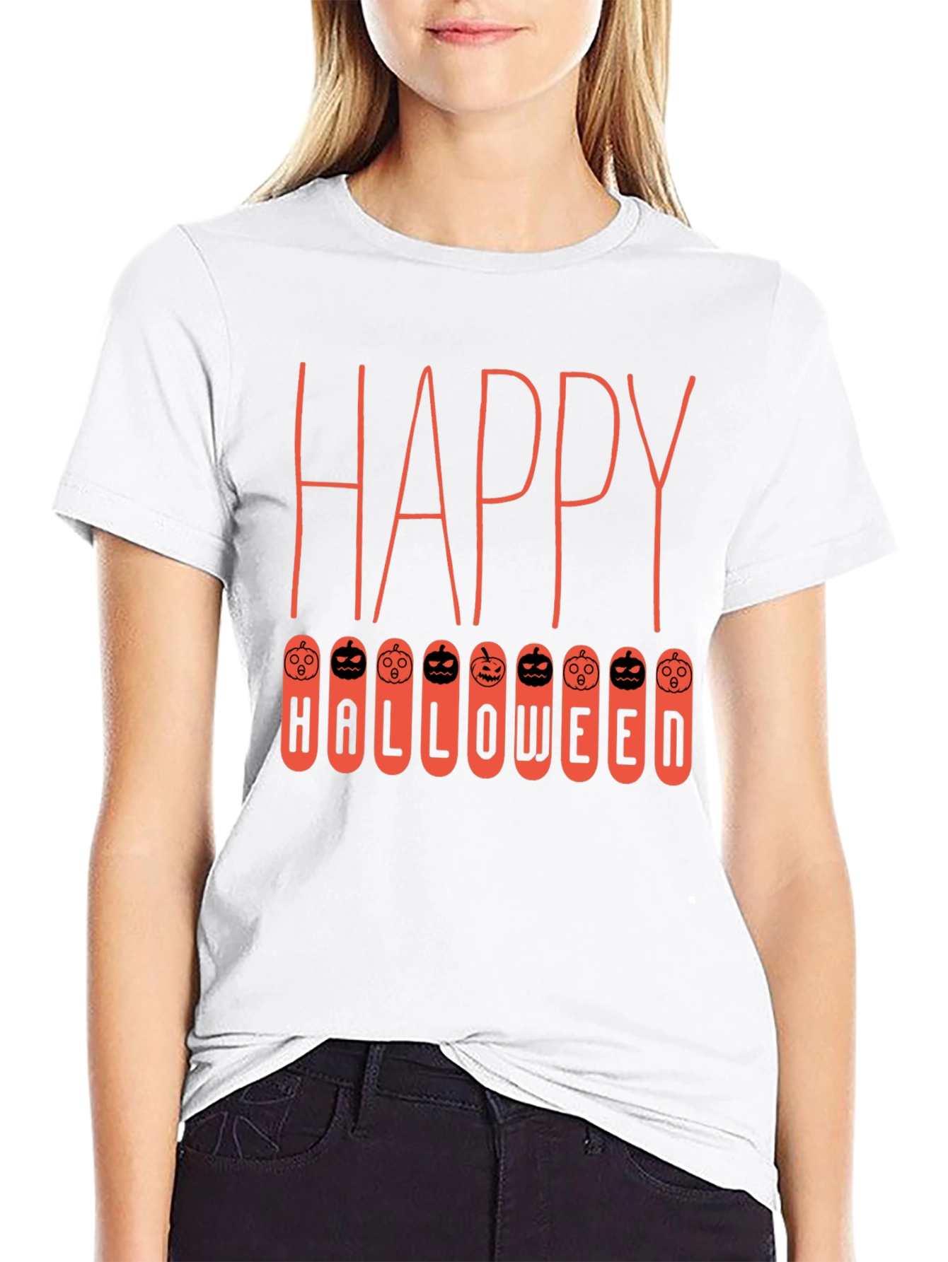 Happy Halloween Graphic Tee - Pumpkin Design
