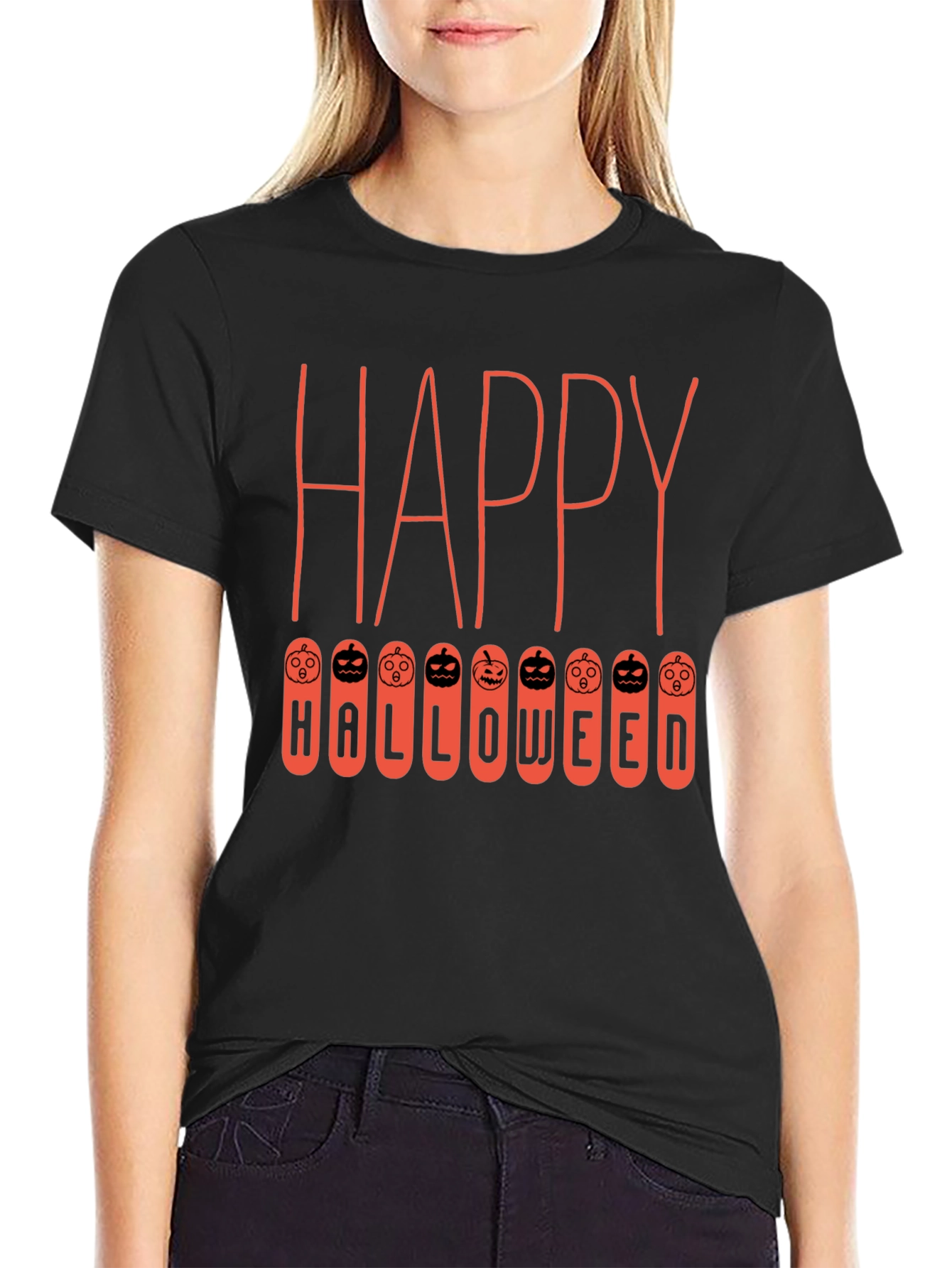 Happy Halloween Graphic Tee - Pumpkin Design