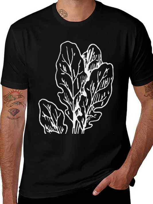 Leaf Print Black T-Shirt