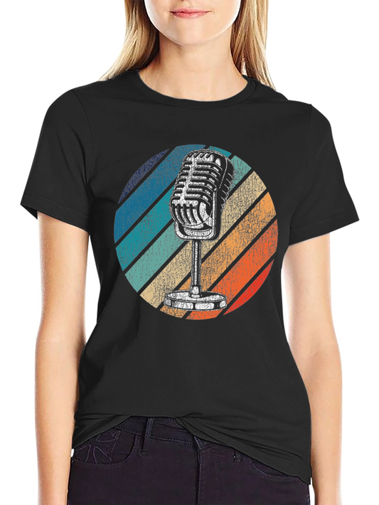 Retro Microphone T-Shirt - Vintage Style Music Tee