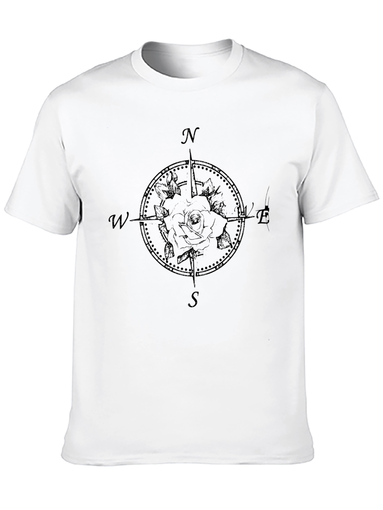 Rose Compass Black Graphic Tee