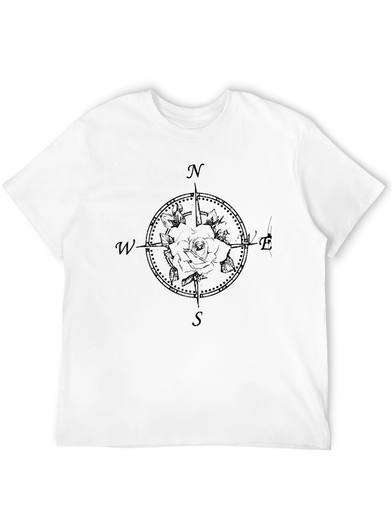 Rose Compass Black Graphic Tee
