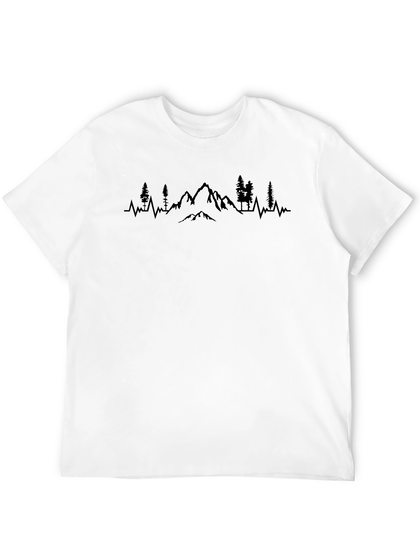 Mountain Range Heartbeat Graphic Tee - Black