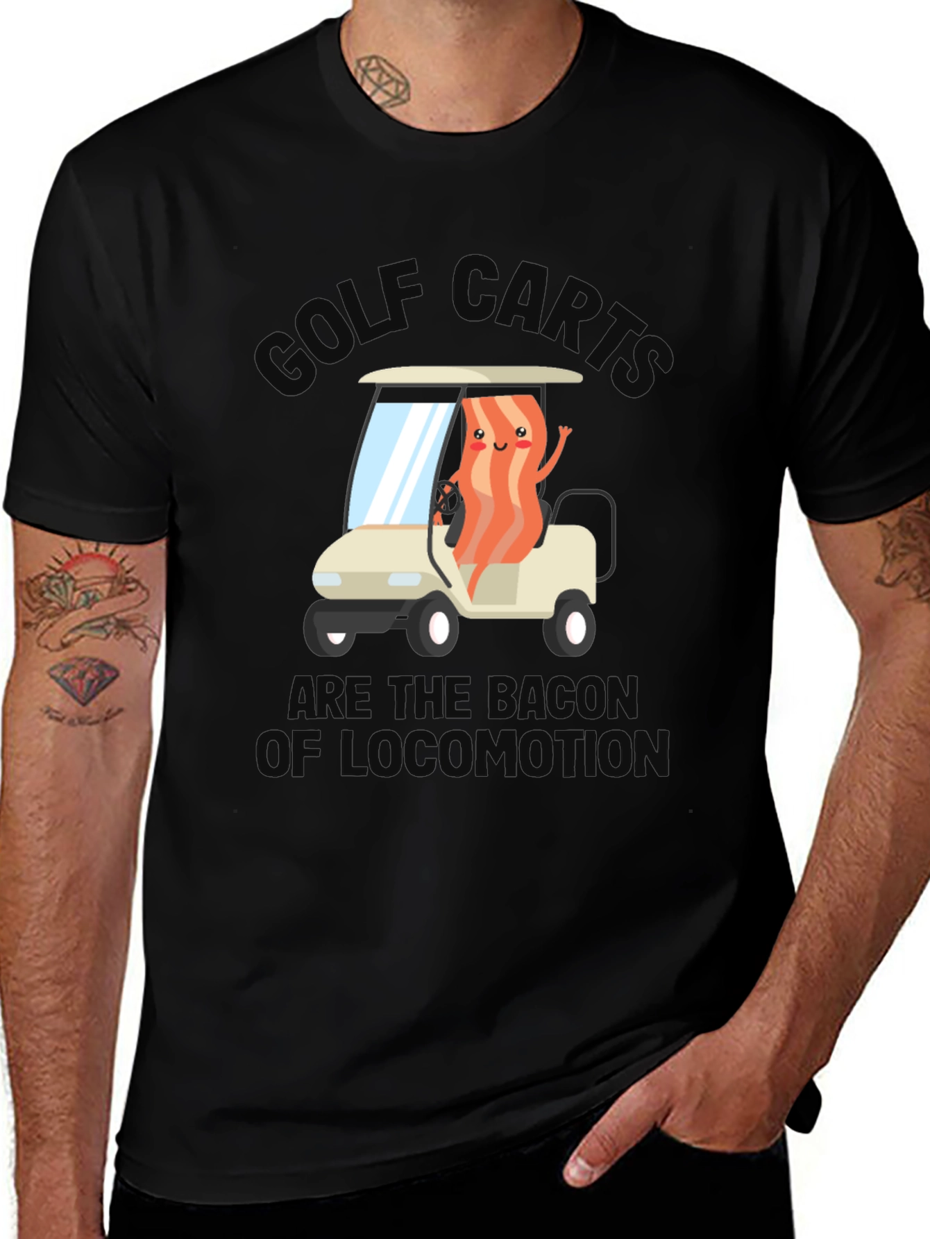 Golf Cart Bacon Funny Humor T-Shirt
