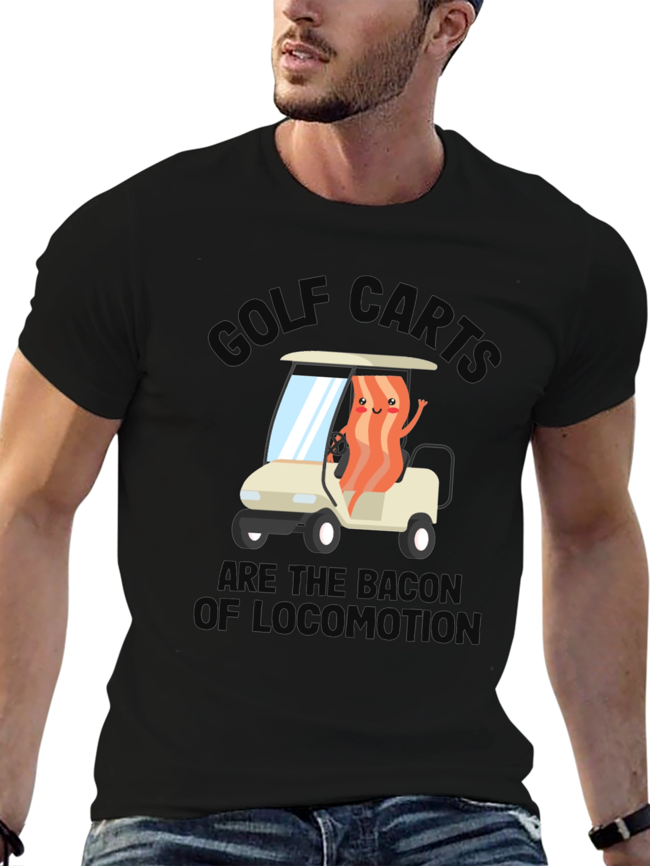 Golf Cart Bacon Funny Humor T-Shirt