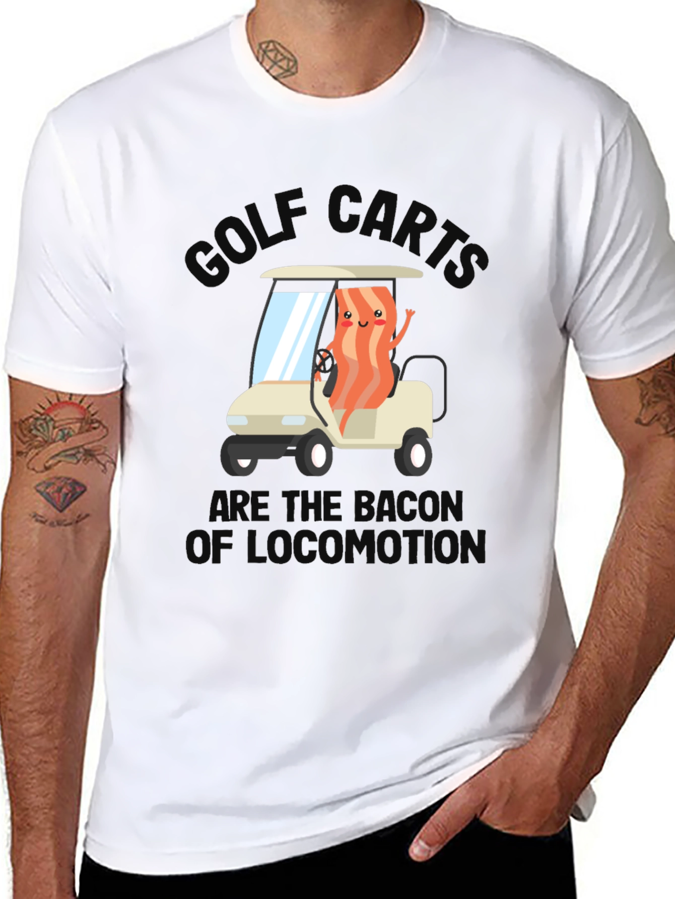 Golf Cart Bacon Funny Humor T-Shirt
