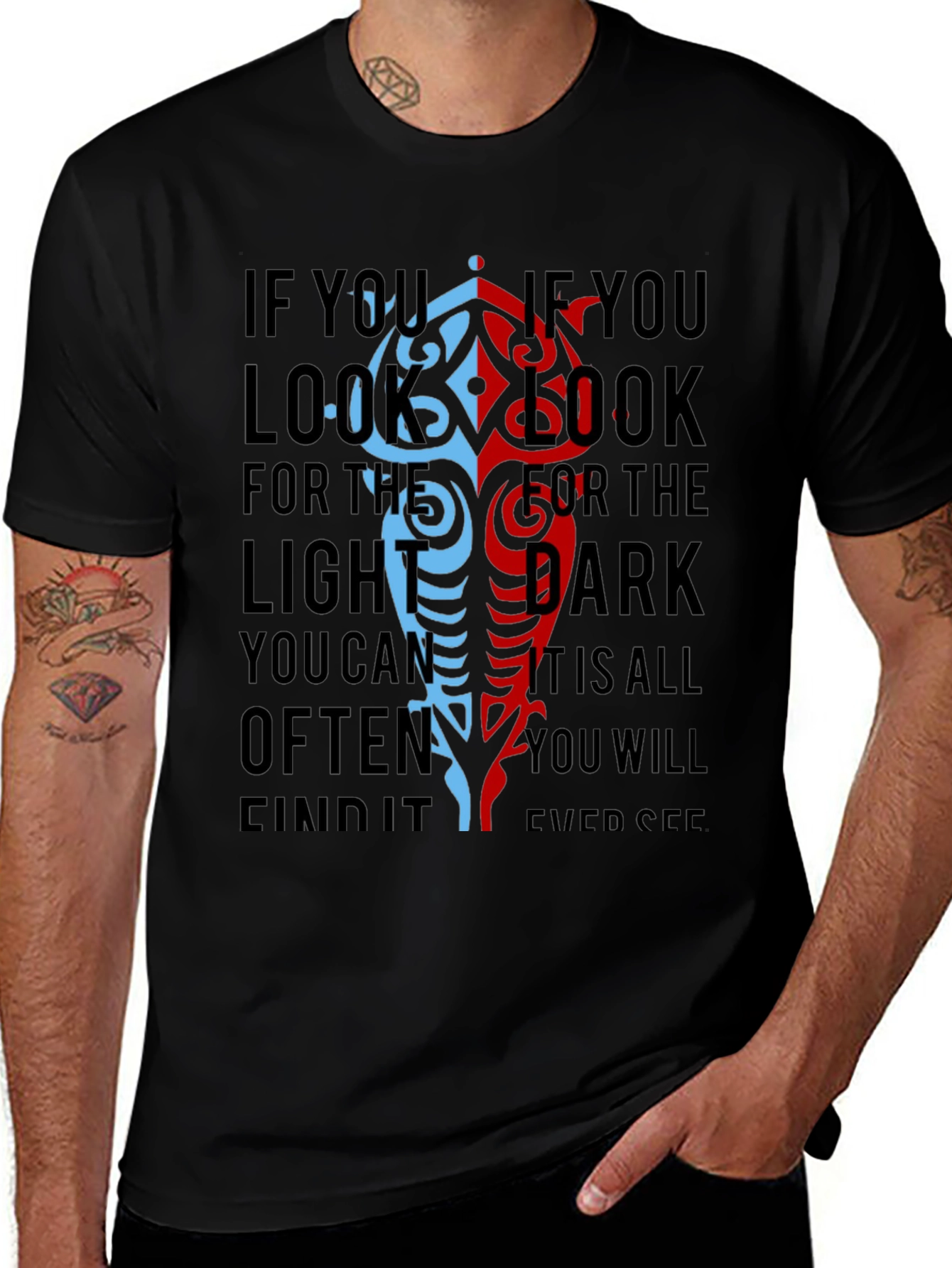 Yin Yang Light Dark T-Shirt - Balance Design