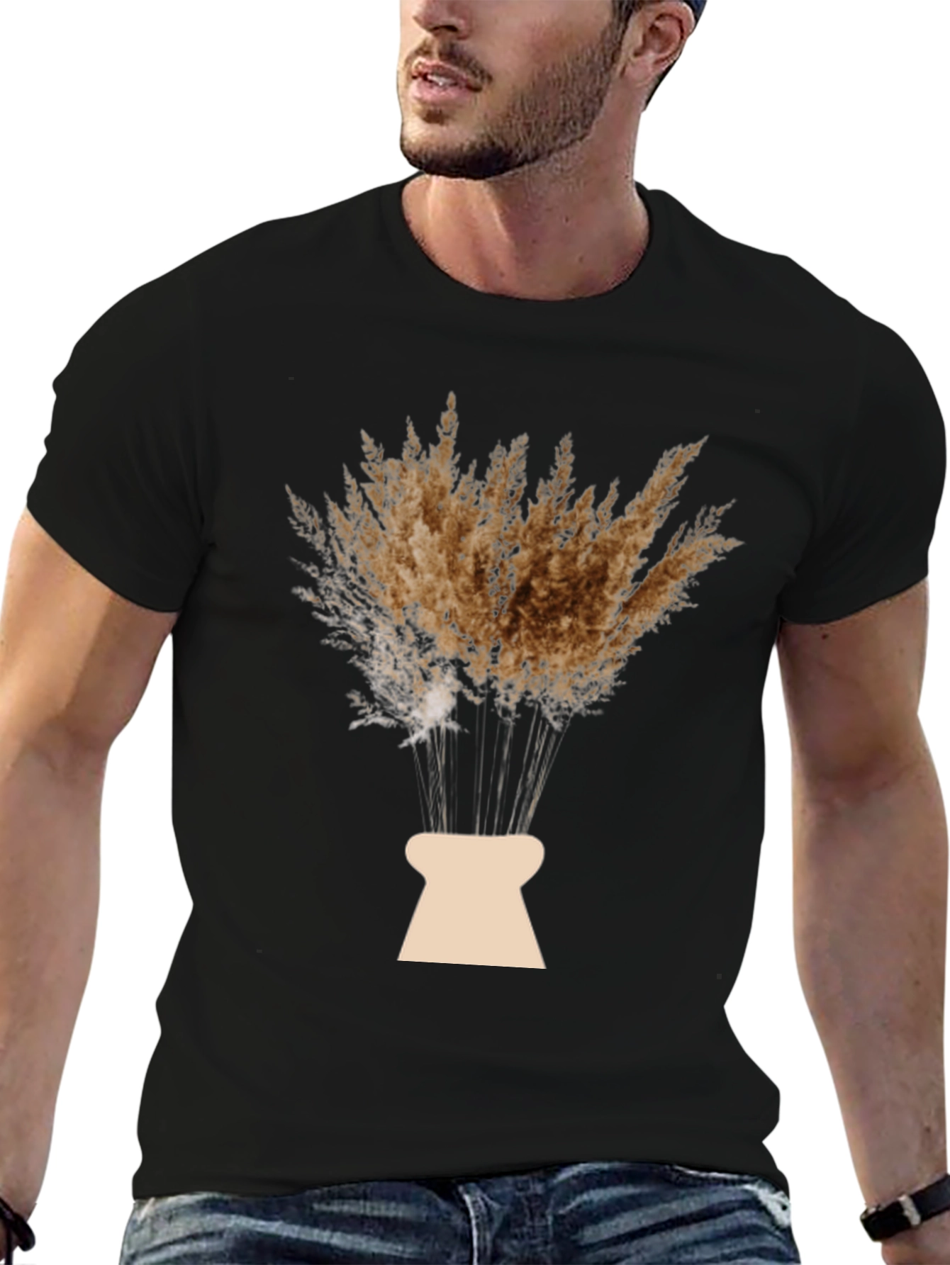 Pampas Grass Graphic Black T-Shirt